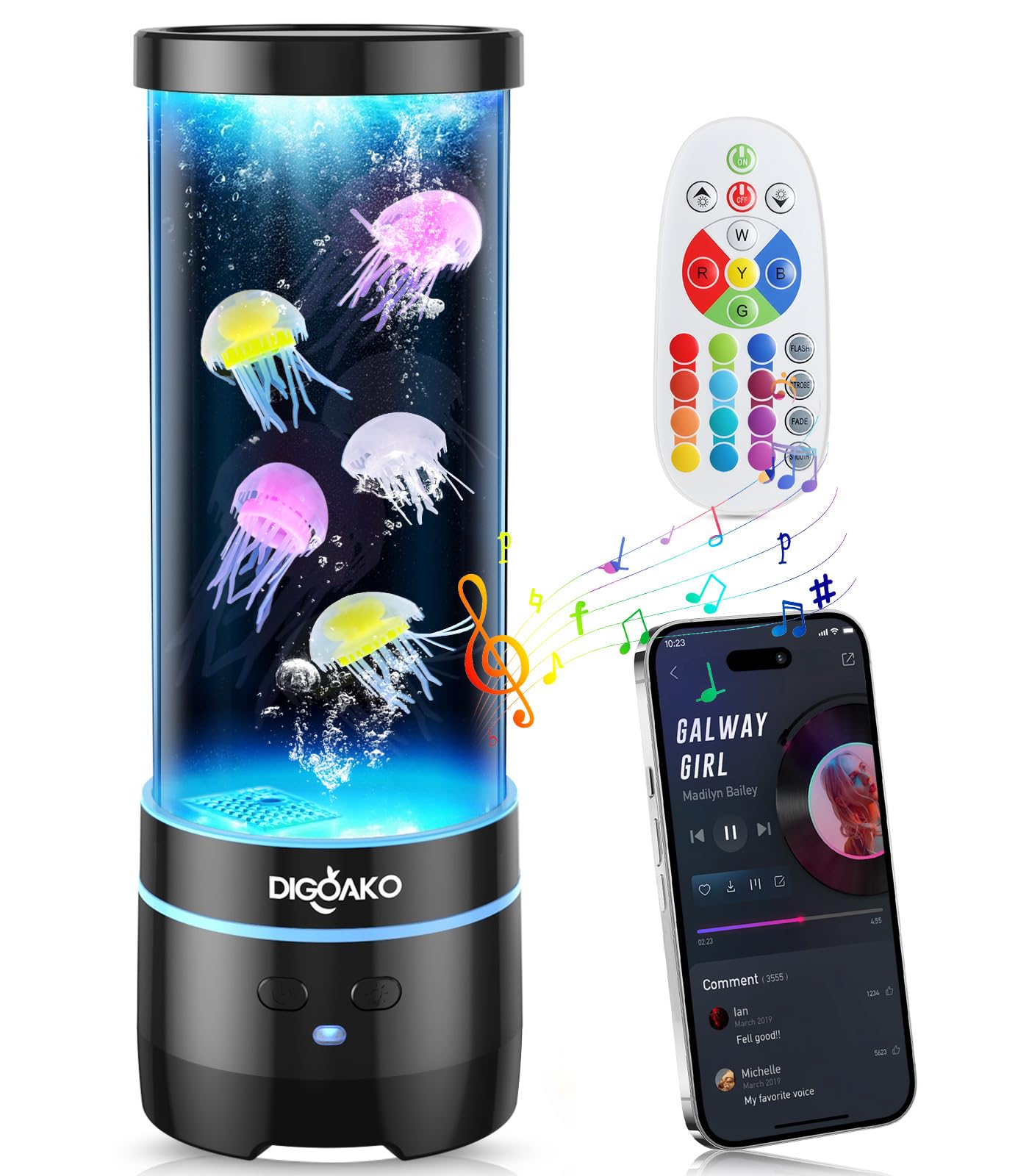 Jellyfish Lamp Bluetooth Speaker With White Noise  17 Color Floating Jelly Fish Lava Tank Aquarium Light For Home Office Bedroom Decor Great Gifts For mature-themeds Kids (Bluetooth Speaker)
