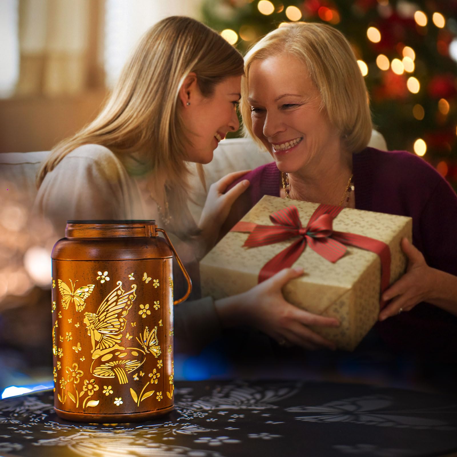 Fairy Solar Lanterns Outdoor Waterproof Hanging Butterfly Lights Hollow Out Metal Lantern Decorative Garden Graceful Light Chris