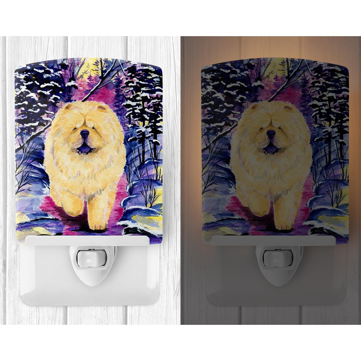 Caroline'S Treasures Ss1005Cnl Chow Chow Ceramic Night Light Compact, Ul-Certified, Ideal For Bedroom, Bathroom, Nursery, Hallway, Kitchen, 6X4X3, Multicolor