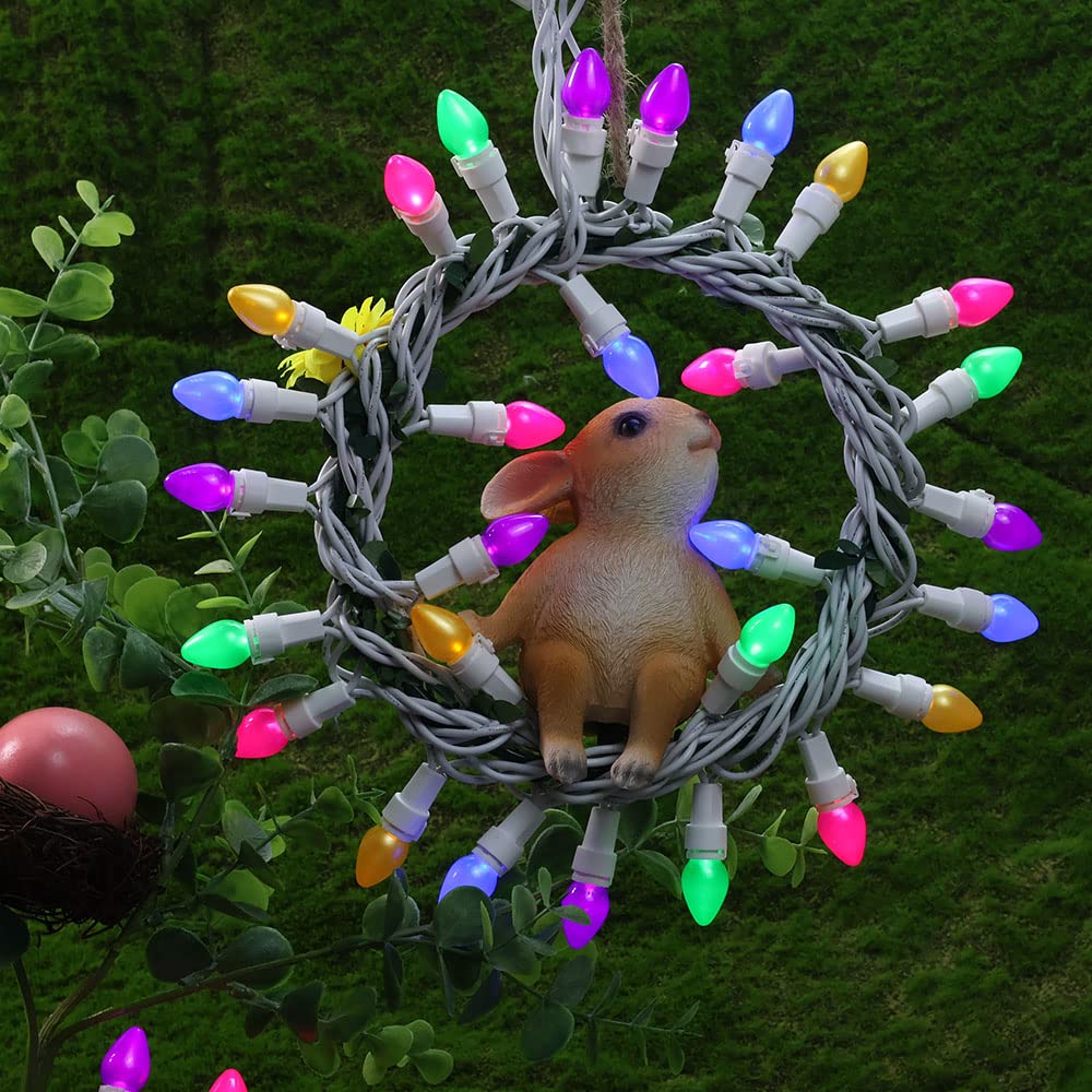Novrose Easter Lights Led Multi-Color Glass C3 String Lights Plug In, 50 Led 13.5 Ft, 120V, Connectable Indoor Outdoor Easter St
