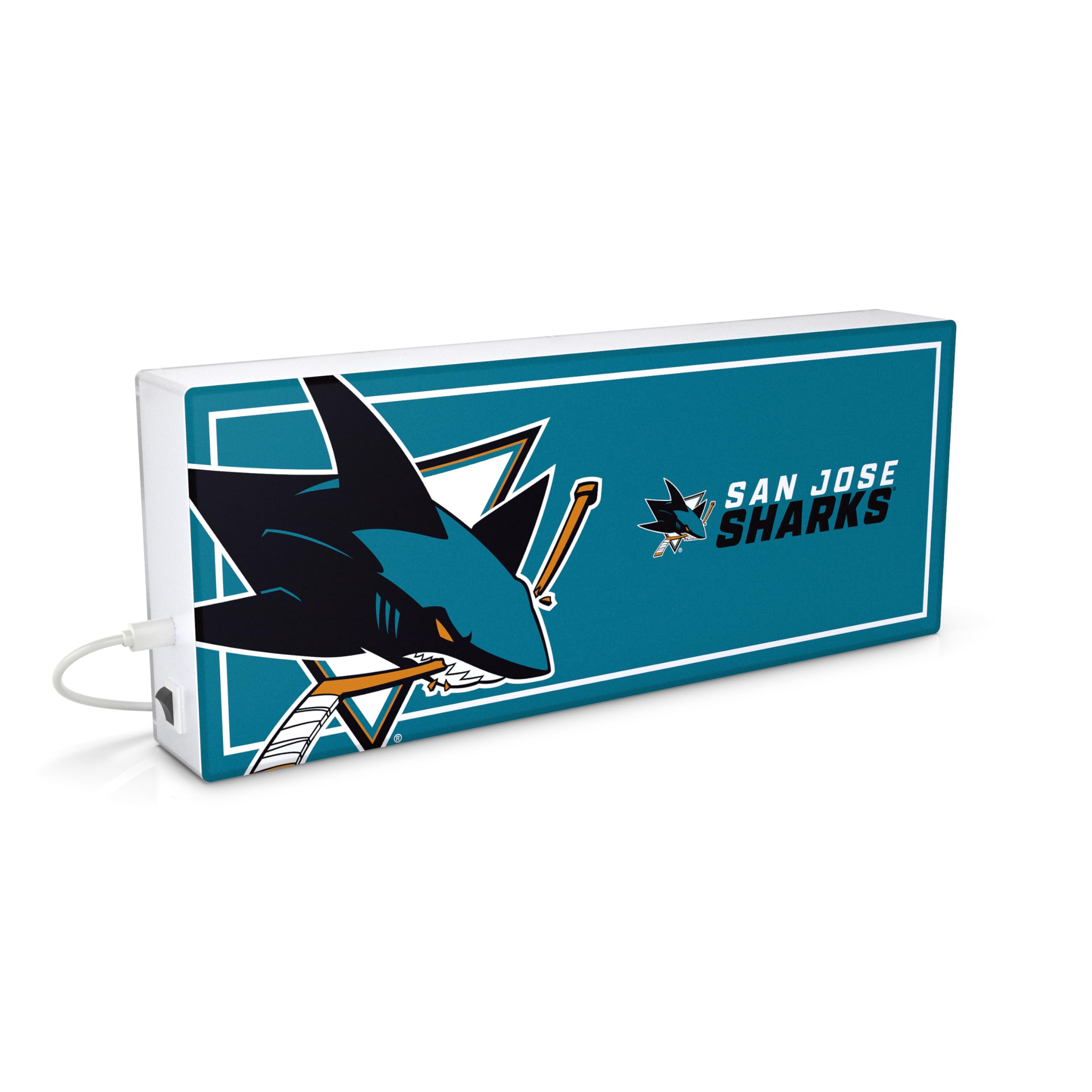 SOAR NHL LED Ambience Light Box: Elevate Your Space with Officially Licensed Wall D  cor, San Jose Sharks