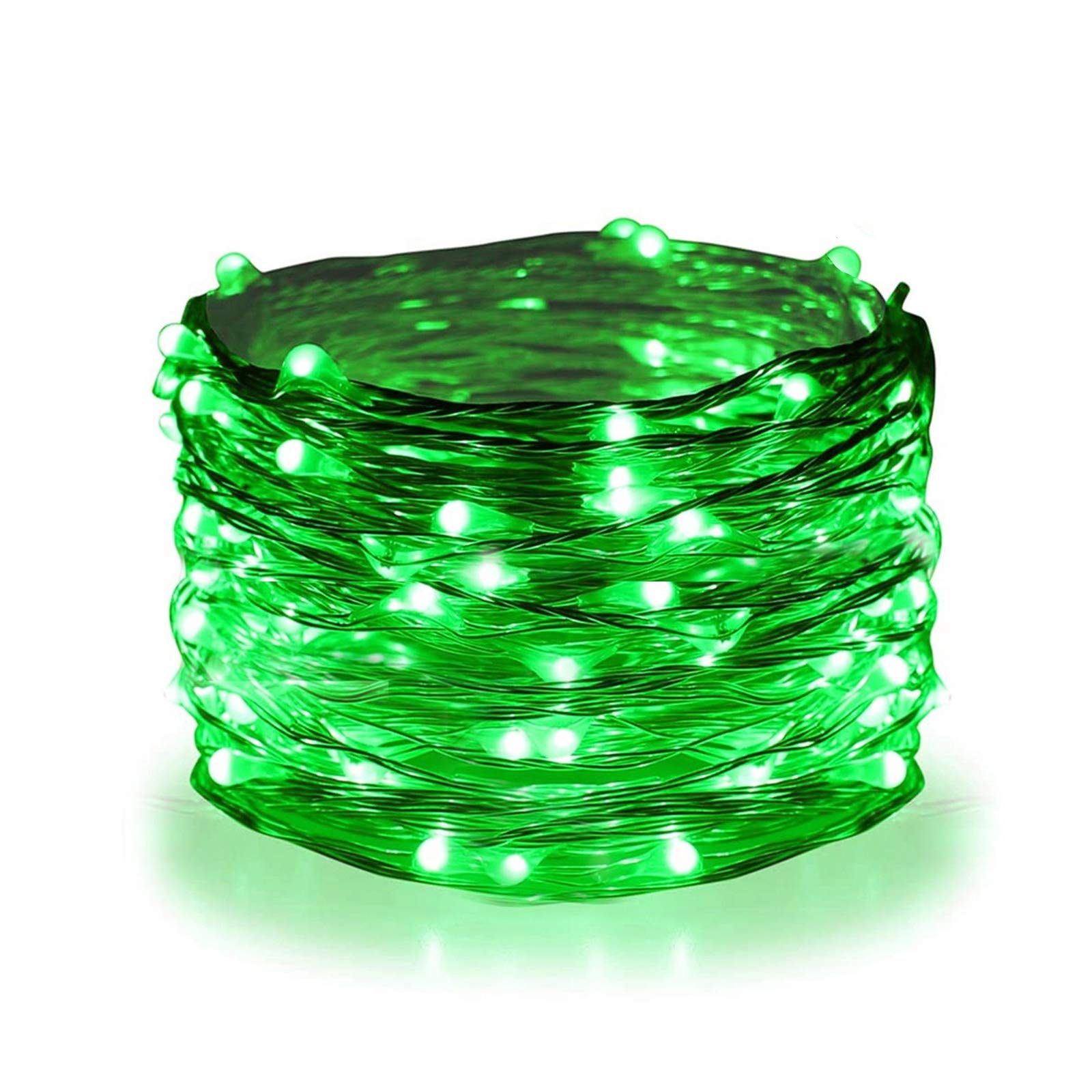 Twinkle Star 33FT 100 LED Silver Wire String Lights, St Patricks Day Fairy Lights Battery Operated LED String Lights for Christm