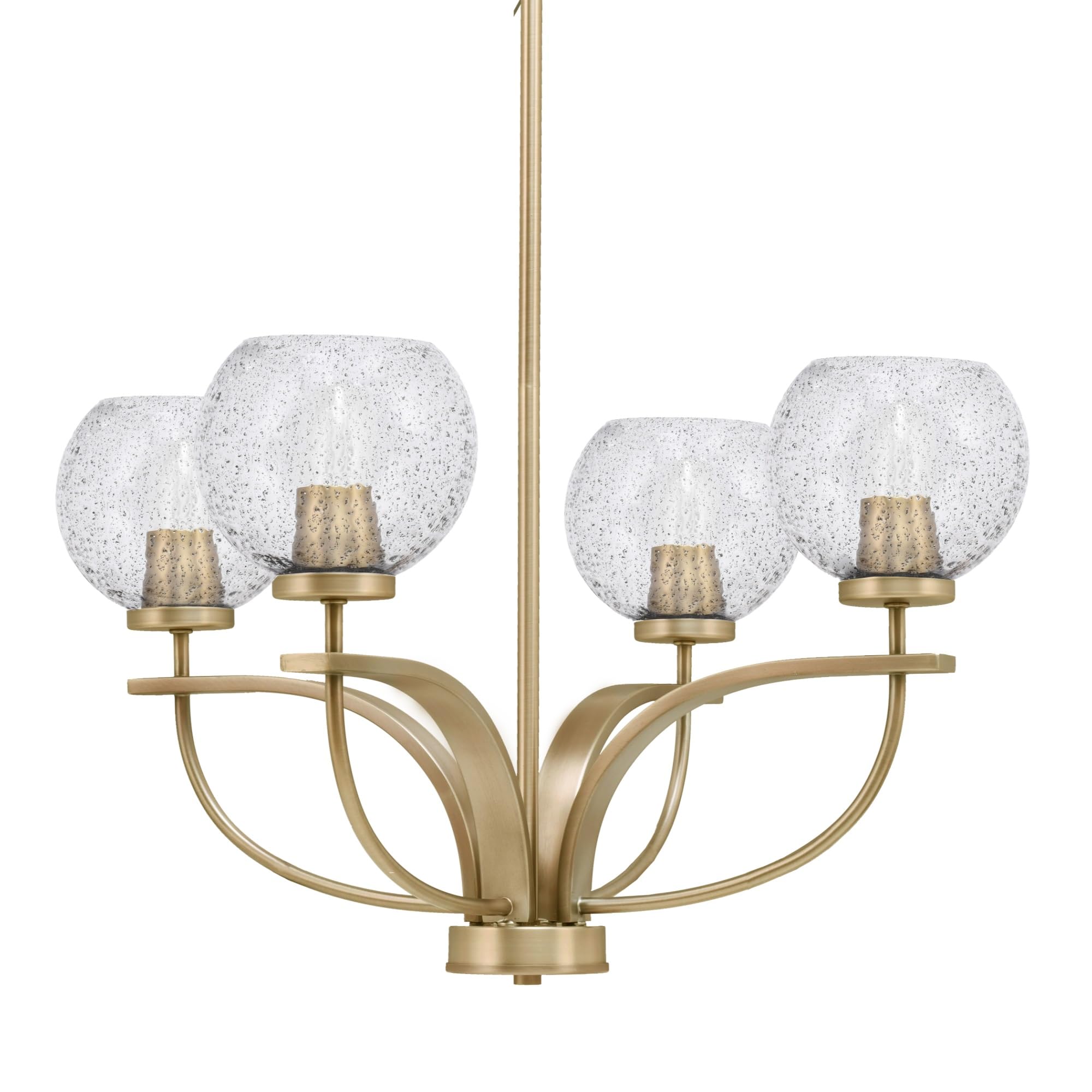 Toltec Lighting Cavella 4 Light Chandelier Shown in New Age Brass Finish with 5.75&quot; Smoke Bubble