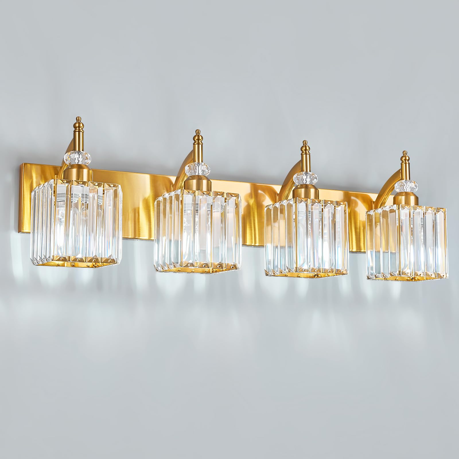 BBLLWJ Crystal Vanity Lights 4-Light Metal Bathroom Fixture Over Mirror Gold Model 655