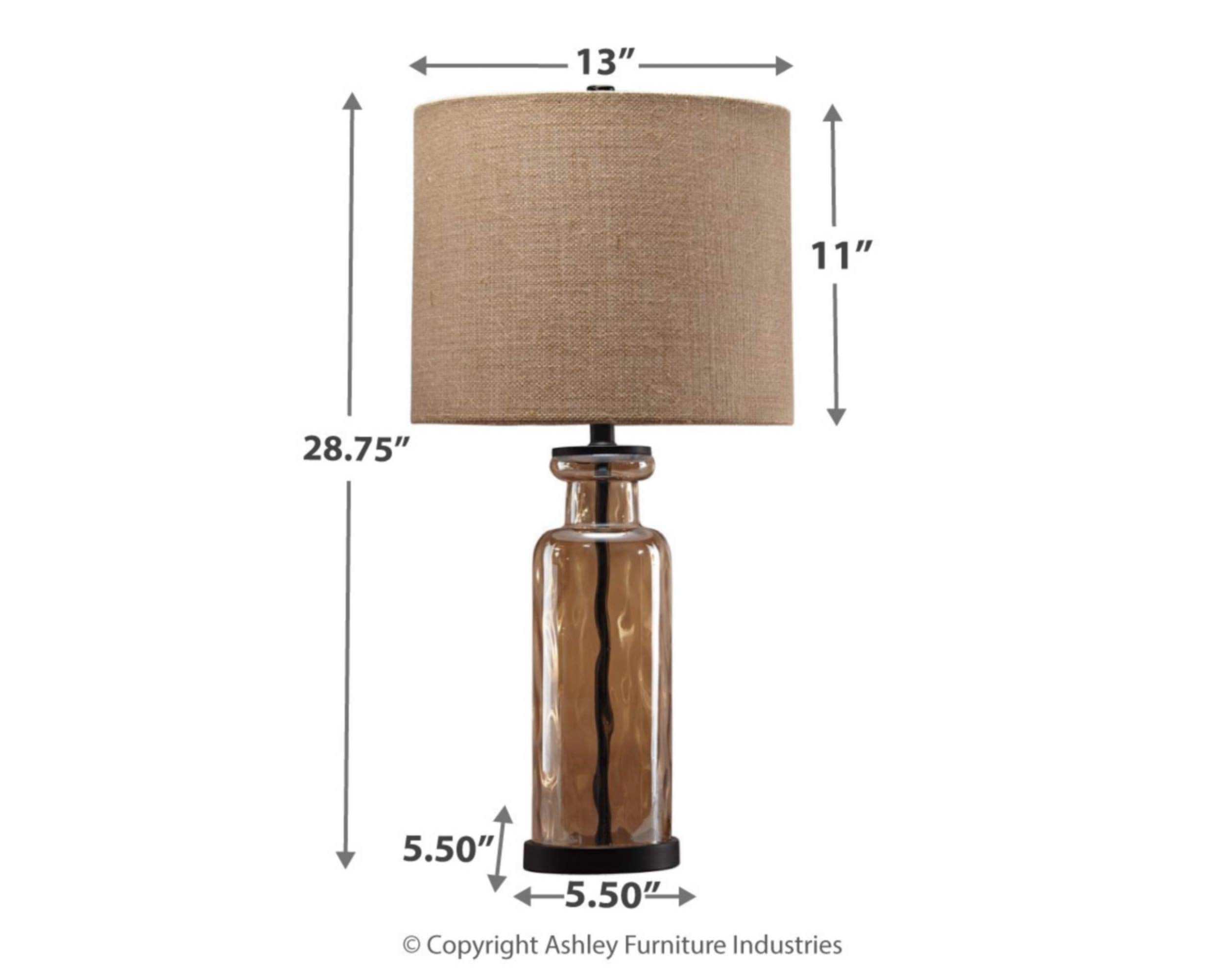 Signature Design By Ashley Laurentia 28.75" Modern Neutral Glass Table Lamp, Champagne