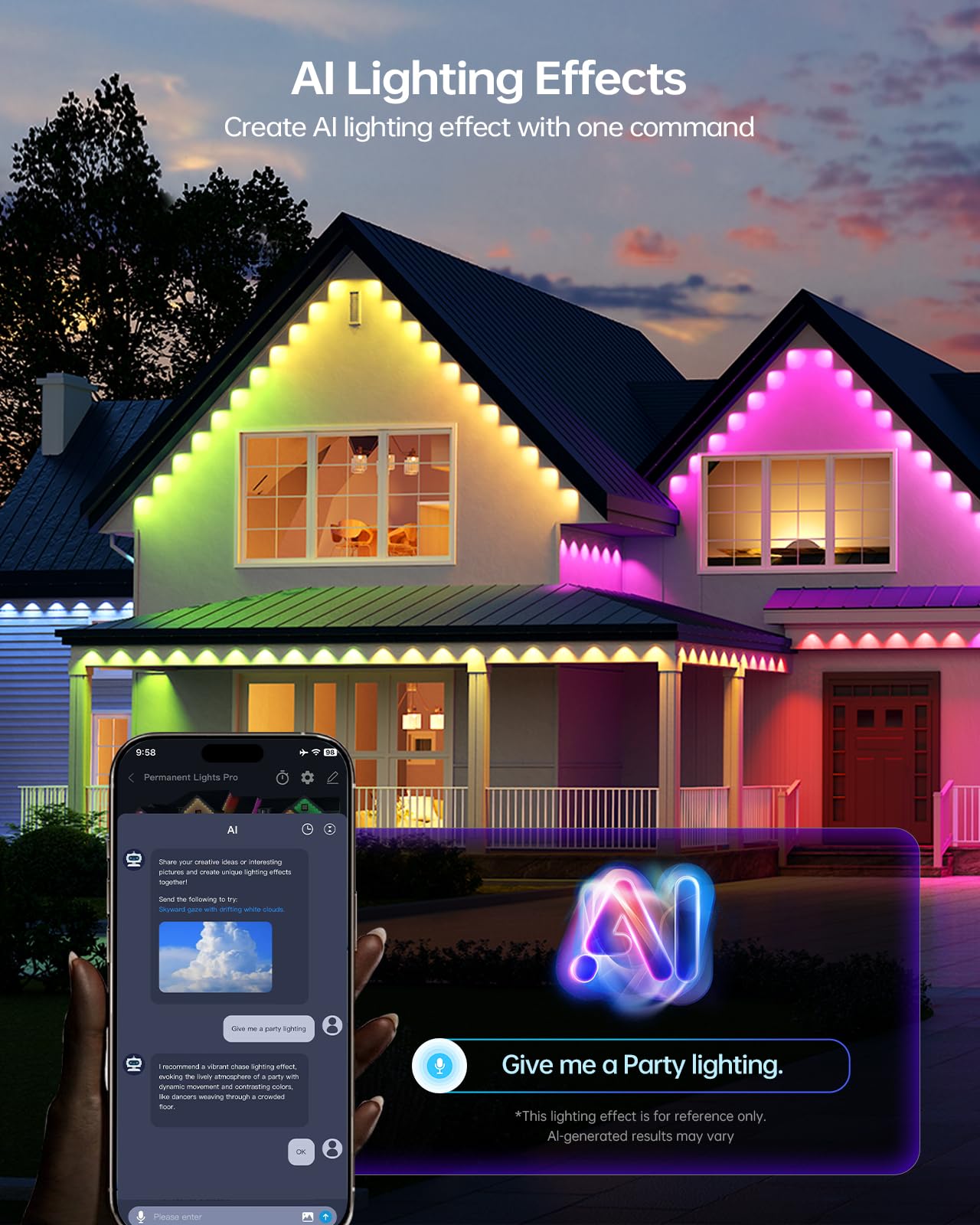 ASAHOM Outdoor Lights Pro S108E, 300FT, 216 RGBCW LEDs, IP67 Waterproof, White