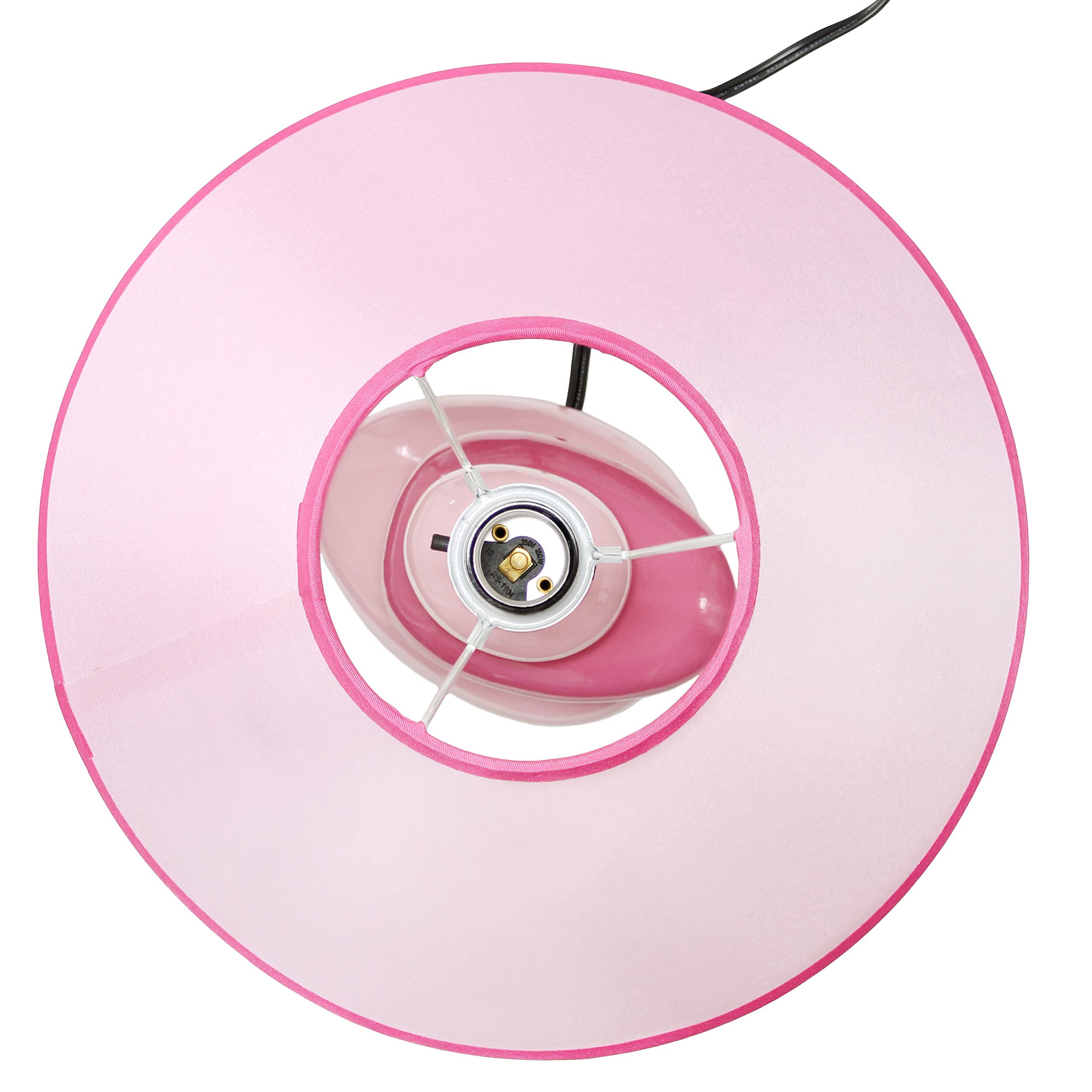 Simple Designs Lt3051-Pnk 17.55&quot; Shades Of Pink Ceramic Stacked Stone Standard Table Lamp With Fabric Shade For Home Décor, Nightstand, End Table, Bedroom, Living Room, Office, Foyer, Pink