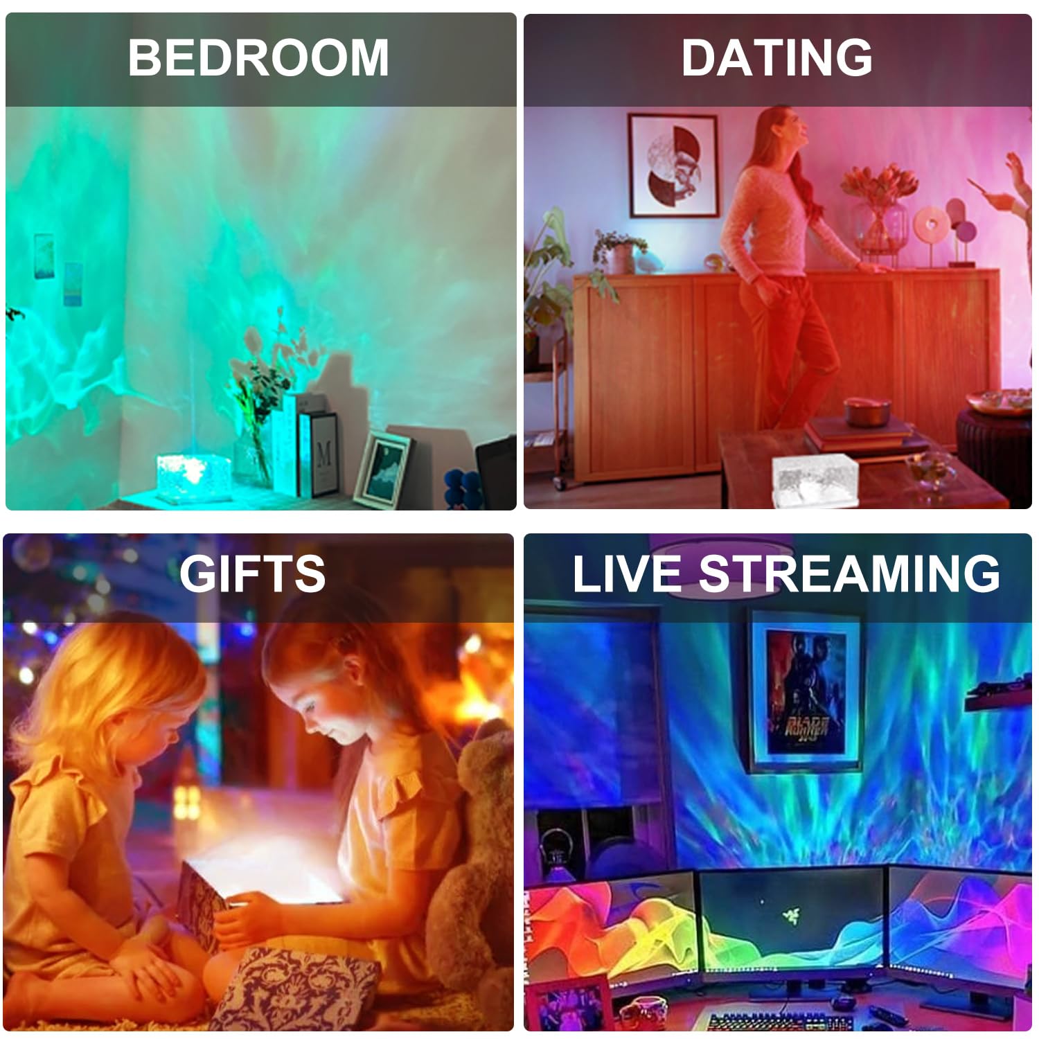 Xermei Ocean Wave Light Projector,Luminoth Northern Lights Cube With Touch/Remote Control,16 Rgb Colors Aurora Glow Lamp,Mood Ni
