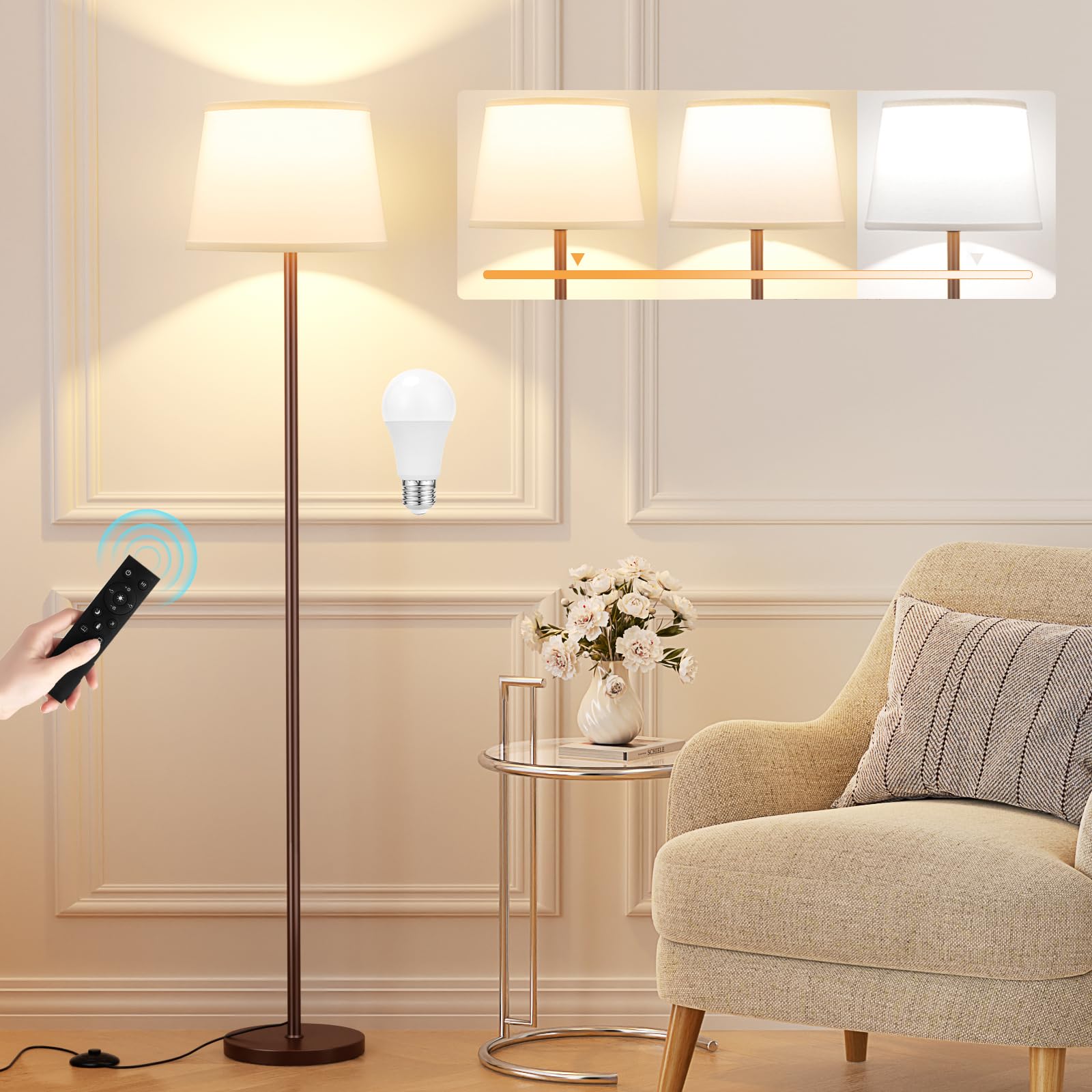 Raexpectis ?Upgraded Floor Lamps for Living Room, Modern Floor Lamp with Remote Control, Dimmable Colors Temperature Standing La