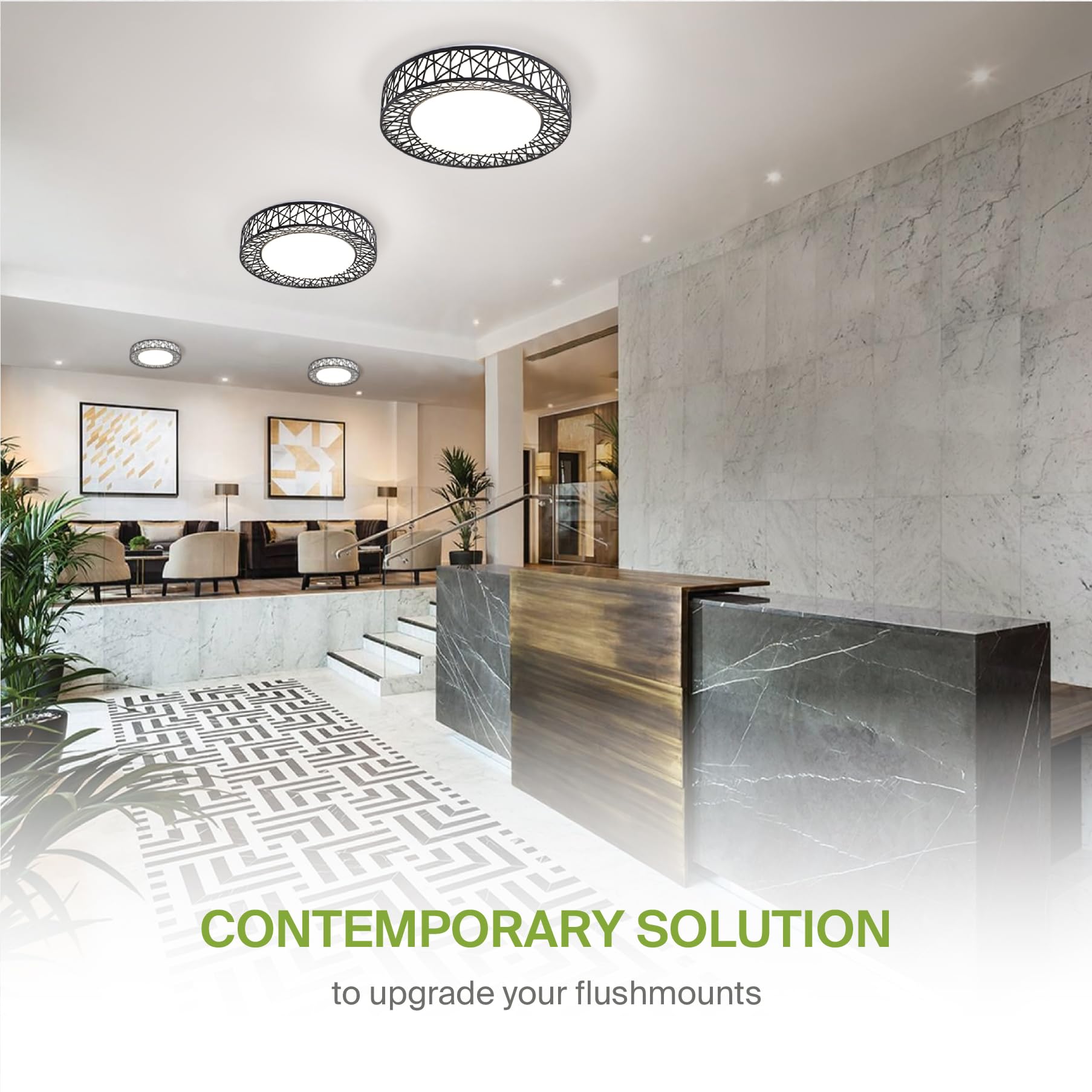 Asd 18 Inch Led Flush Mount Ceiling Light - Black Modern Ceiling Light Fixture 35W 1992Lm, 2700-5000K Adjustable Dimmable Ceilin