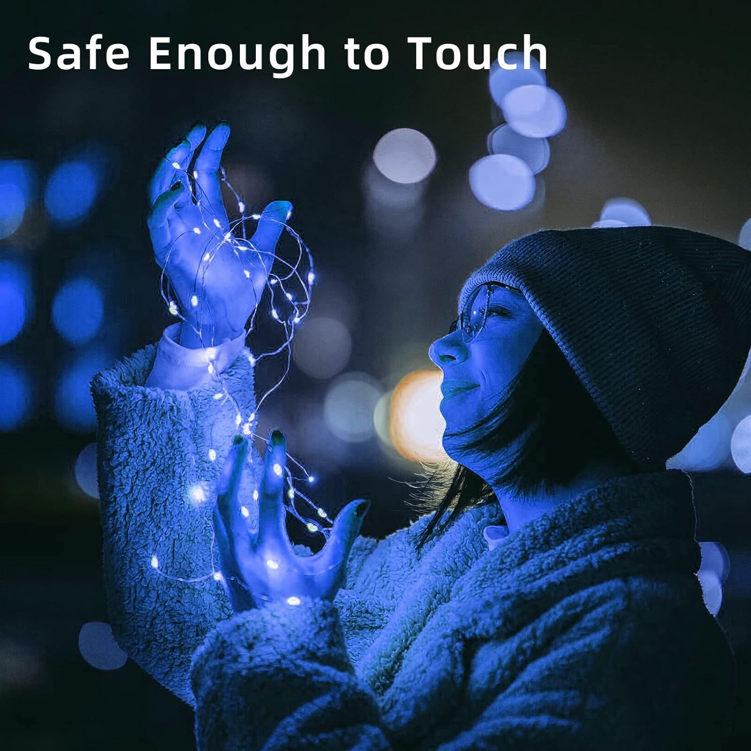 Lamphome 6 Pack Fairy Lights Battery Operated String Lights 6.6Ft 20 Led Mason Jar Lights Waterproof Silver Wire Light Fireflies Diy Party Wedding Christmas Decoration(6 Pack,Blue)