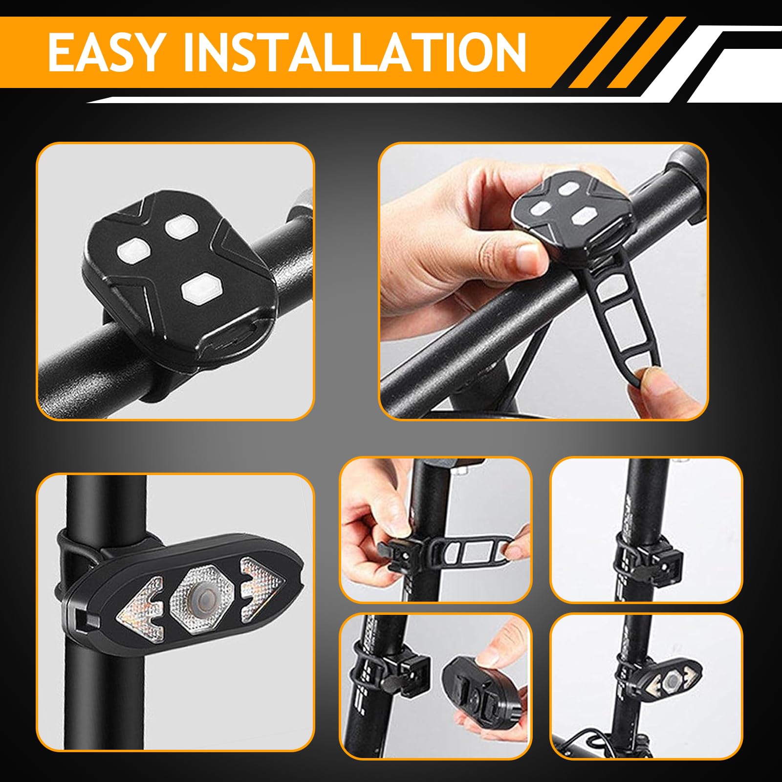 EBUYFIRE Bike Taillight USB Rechargeable with Remote Control, Waterproof Safety Light for Night Riding, Set B