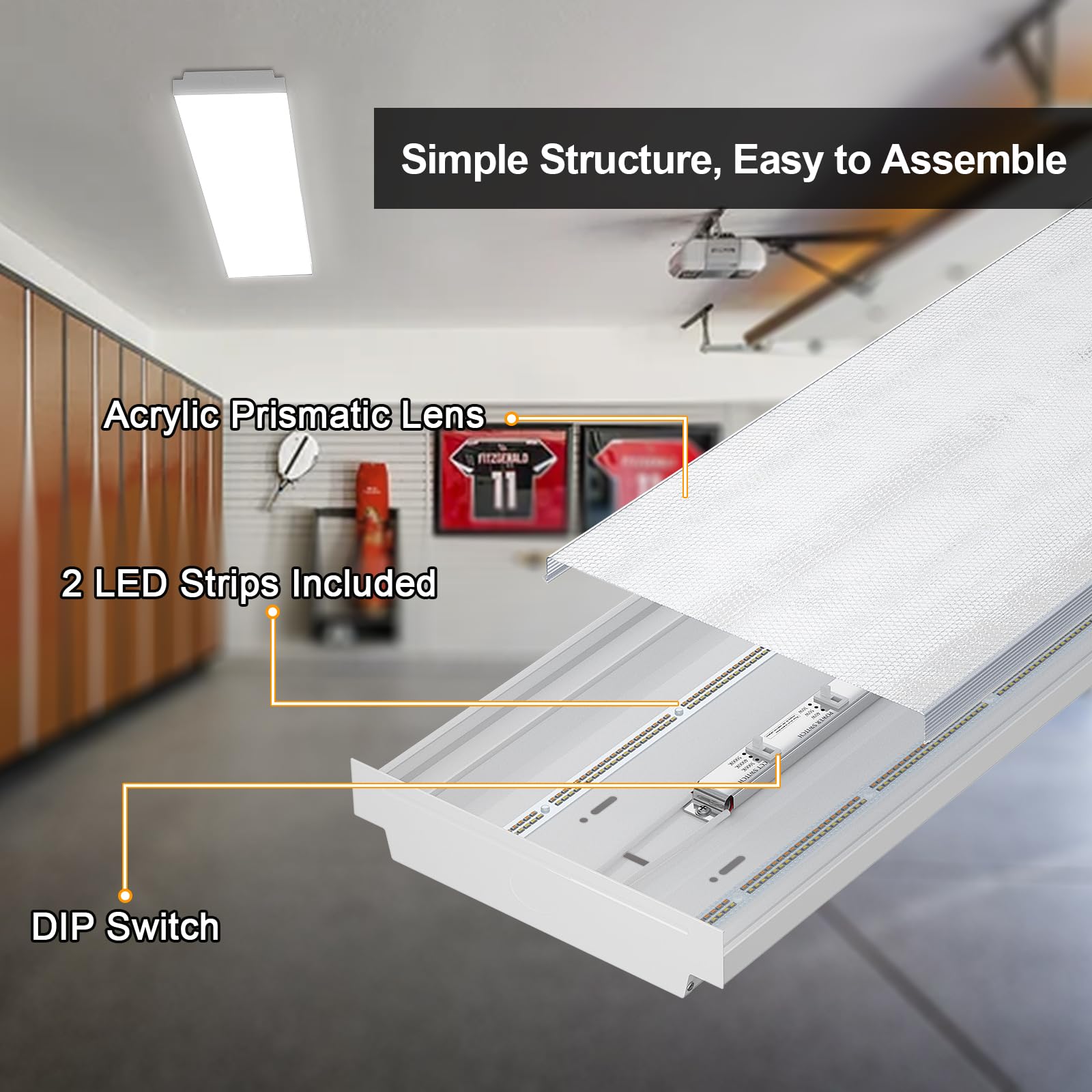 Faithsail Dimmable 4Ft Led Wraparound Light, 3 Cct 3000K/4000K/5000K, 30W/40W/50W, 3500Lm/4600Lm/6000Lm, 4 Foot Led Shop Light &