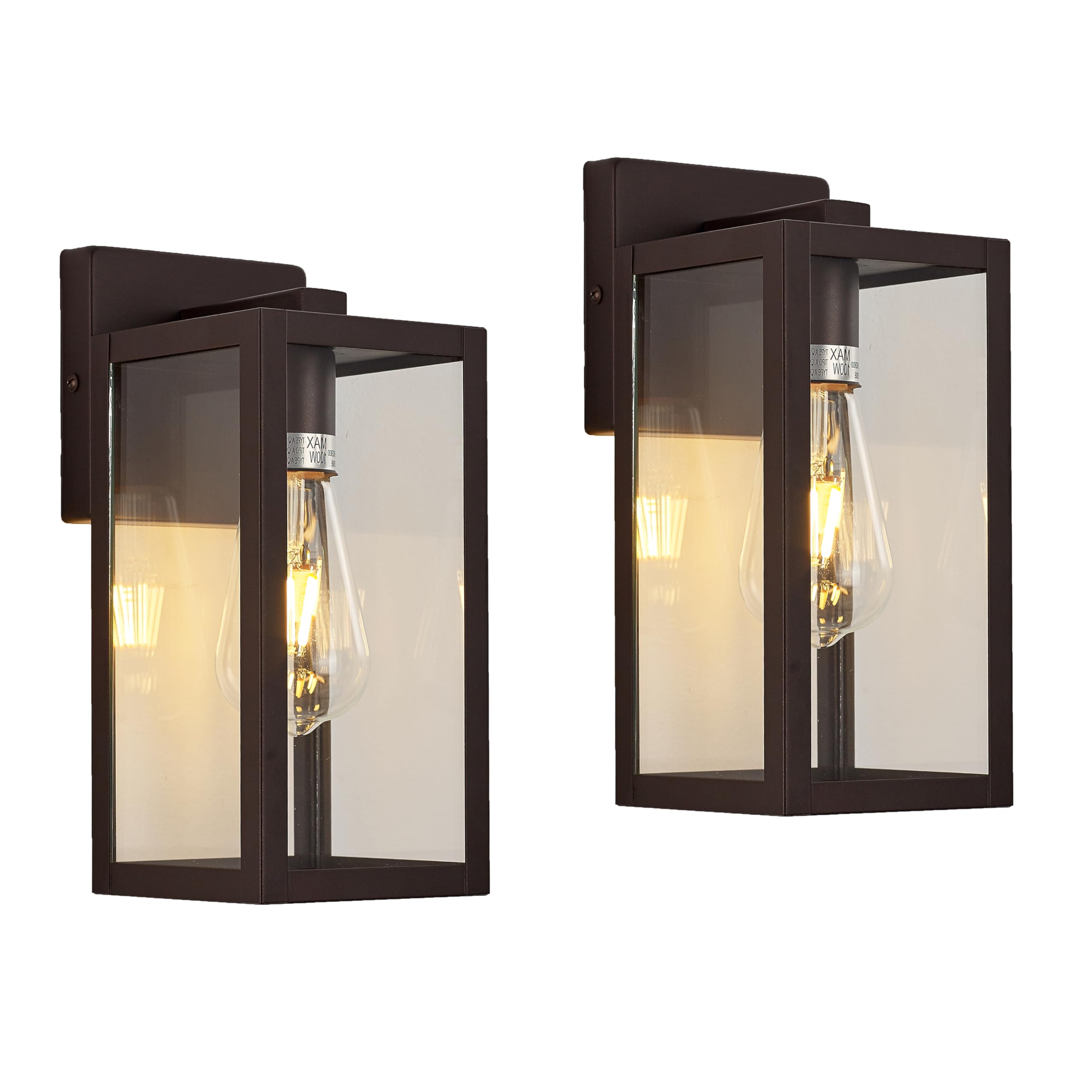 GOLDHILL 2 Pack Oil Rubbed Bronze Outdoor Porch Lights Wall Mount, Waterproof Outdoor Wall Light Fixture with E26 Base Socket, C