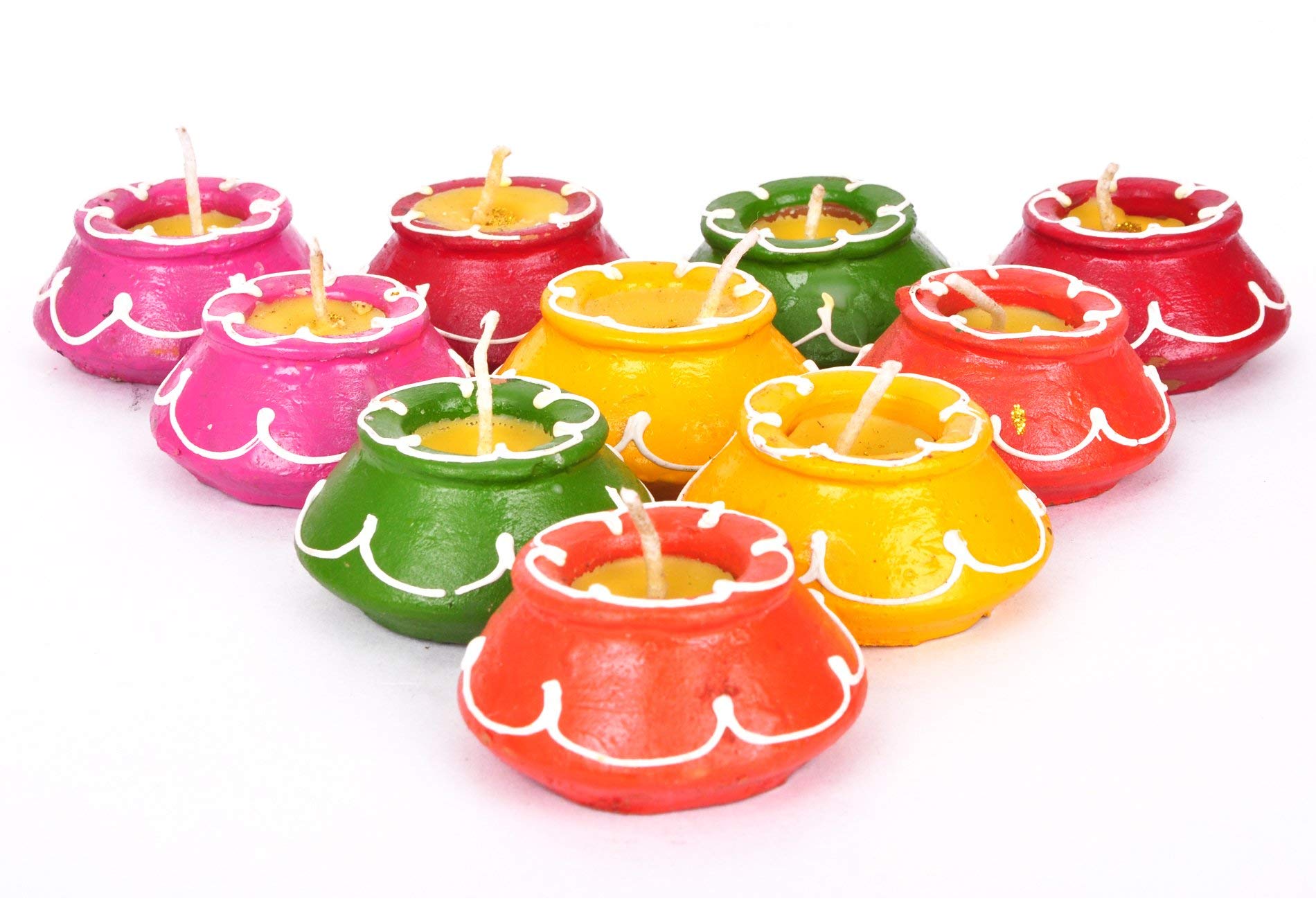 Tied Ribbons 12 Pcs Handmade Clay Diya For Diwali, Wax Filled | Traditional Homemade Diyas Tealight | Indian Oil Lamp | Pongal Decorations For Home | Terracotta Diyas | Matki Diya | Diwali Diya
