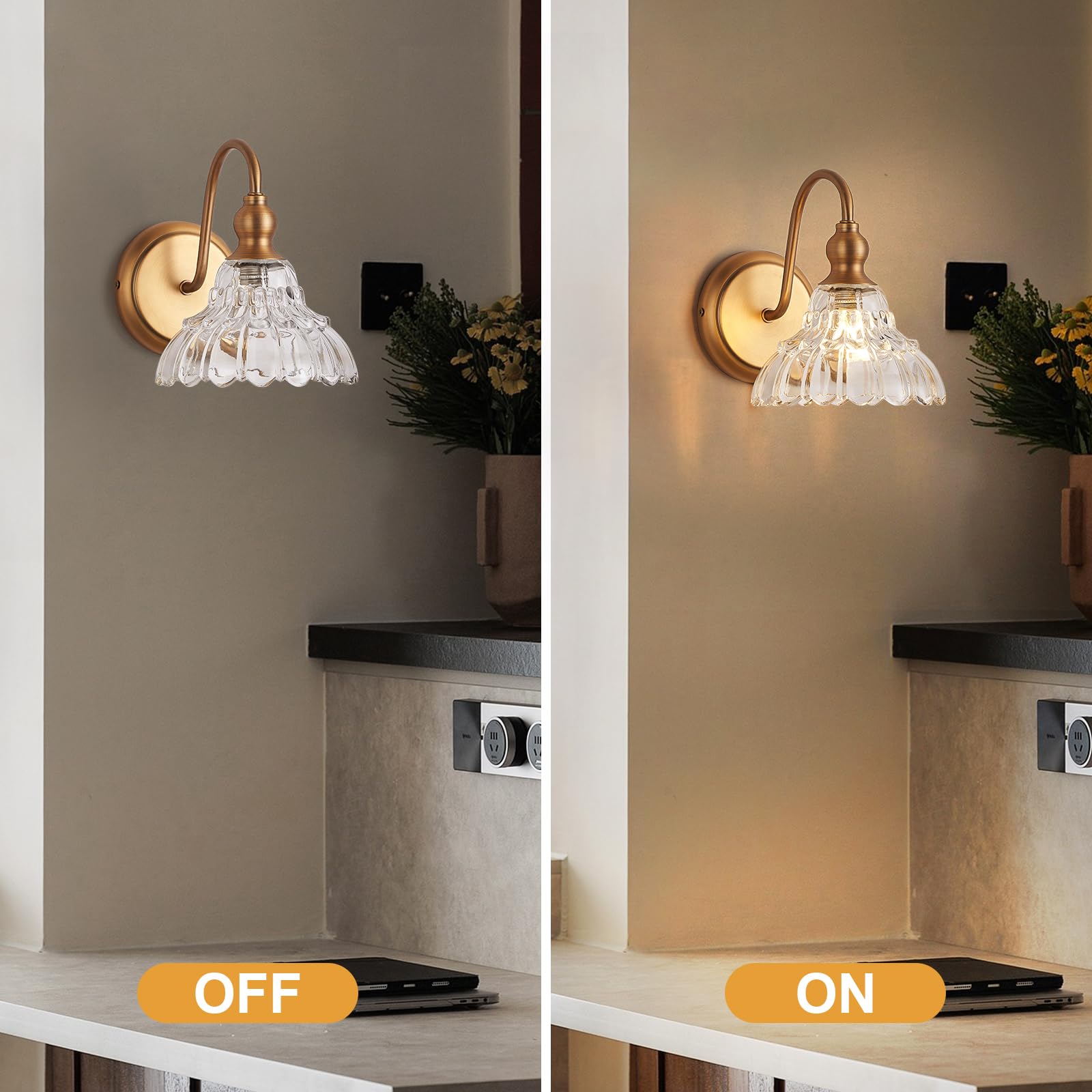 Tlolgt Modern Plug In Wall Sconces Brass Vintage Wall Light Fixtures Antique Vanity Lights For Fireplace Bathroom Bedroom Coffee