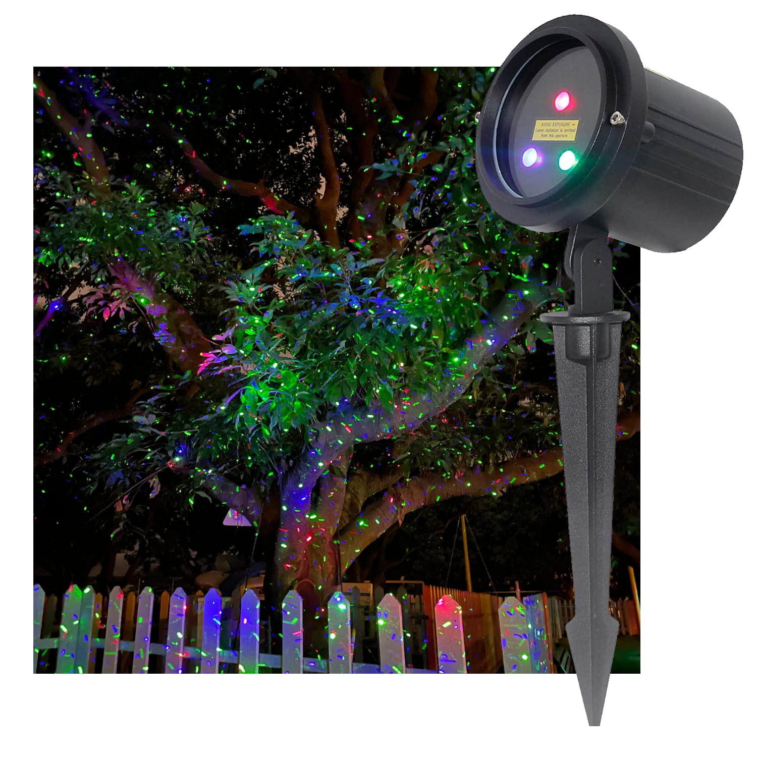LedMall RGB Laser Christmas Lights, 3 Color Moving Red Green Blue, Model X-45P, Aluminum, Outdoor Decorative Lights