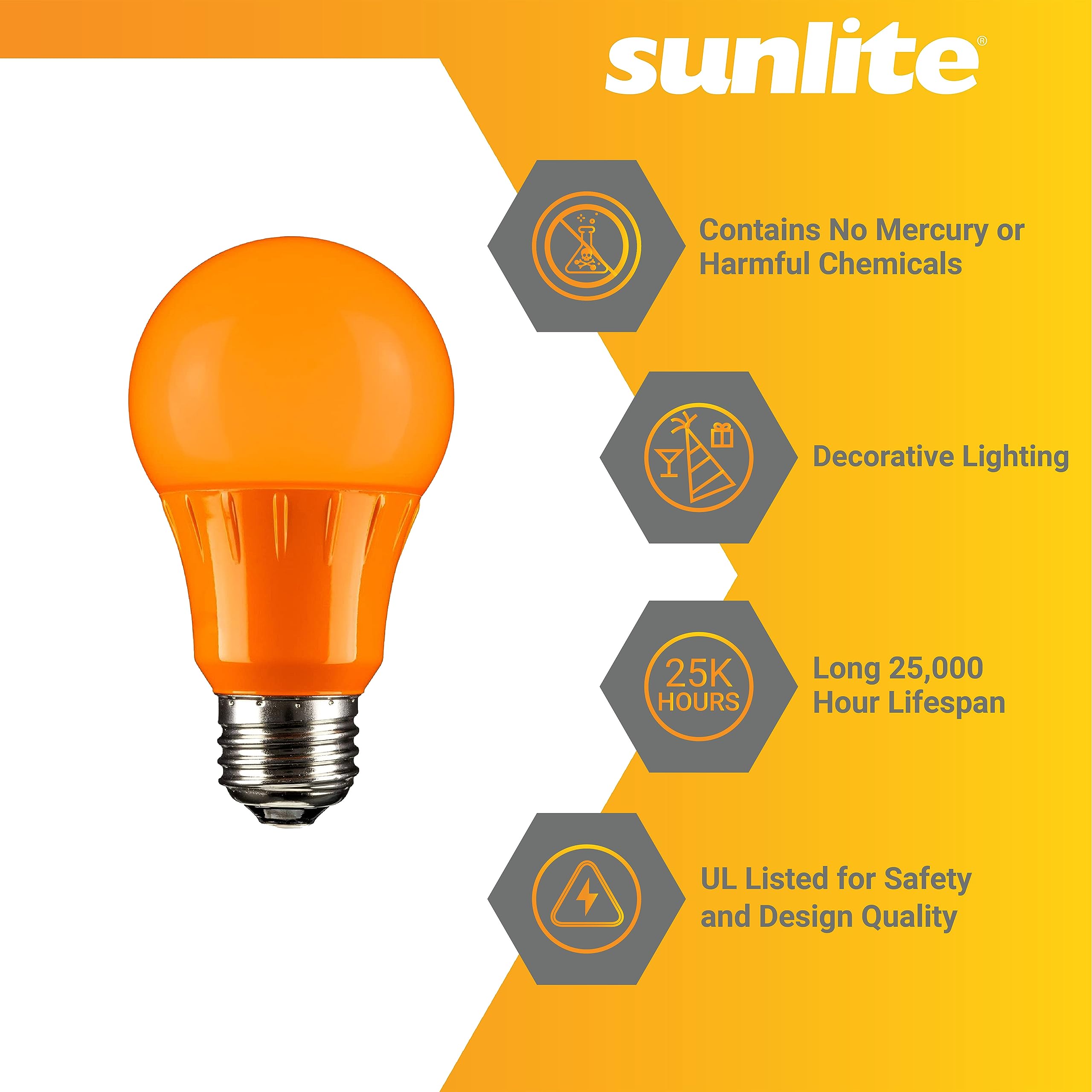 Sunlite 41521-Su Led Decorative 3 Watt (25W Equivilant) Holiday Light Bulb, Halloween Lighting, 120 Volt E26 Medium Base, Non-Di