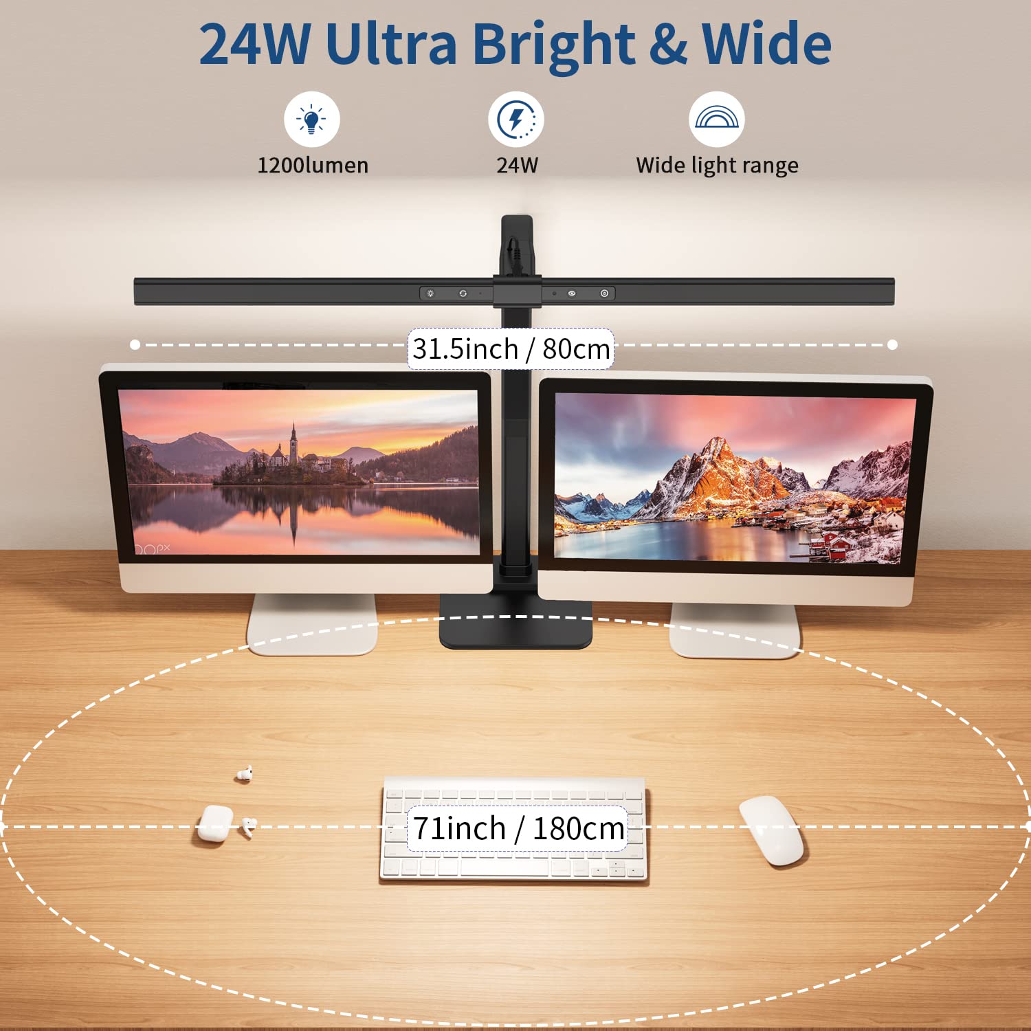 Kablerika 24W Led Desk Lamp - Dimmable Architect Task Light, Eye Protection, Black