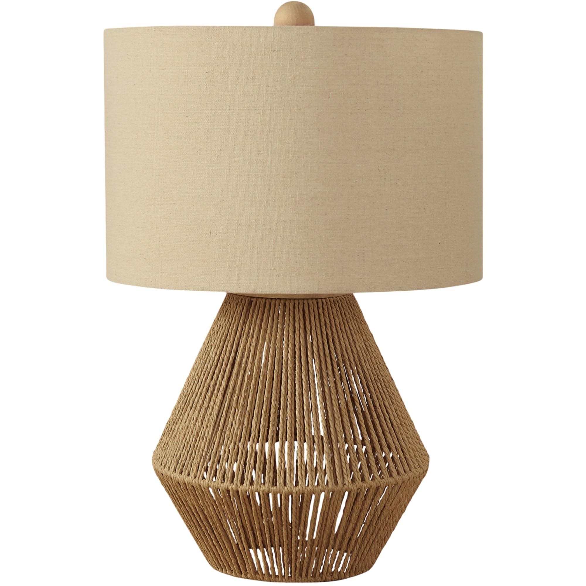 Monarch Specialties I 9628 Lightingtable Lamp, Brown Rope, Beige Shade, Transitional