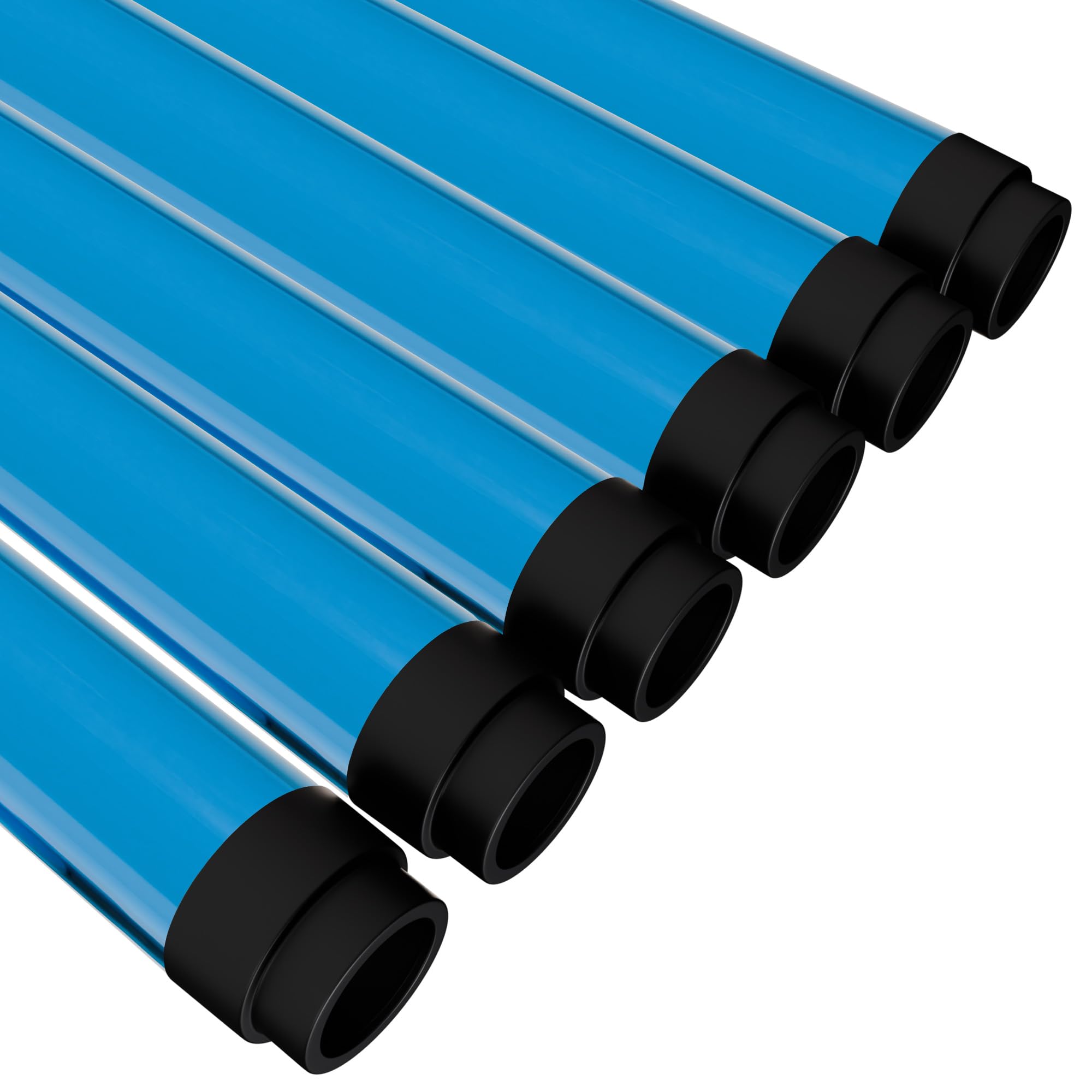 Kastlite T8 Led/Fluorescent Light Tube Guard With End Caps - 46-3/8 Lamp Diffuser Covers & Safety Sleeves  Light Blue Colored Protective Plastic Bulb Covering & Overhead Lighting Accessory  Pack/12