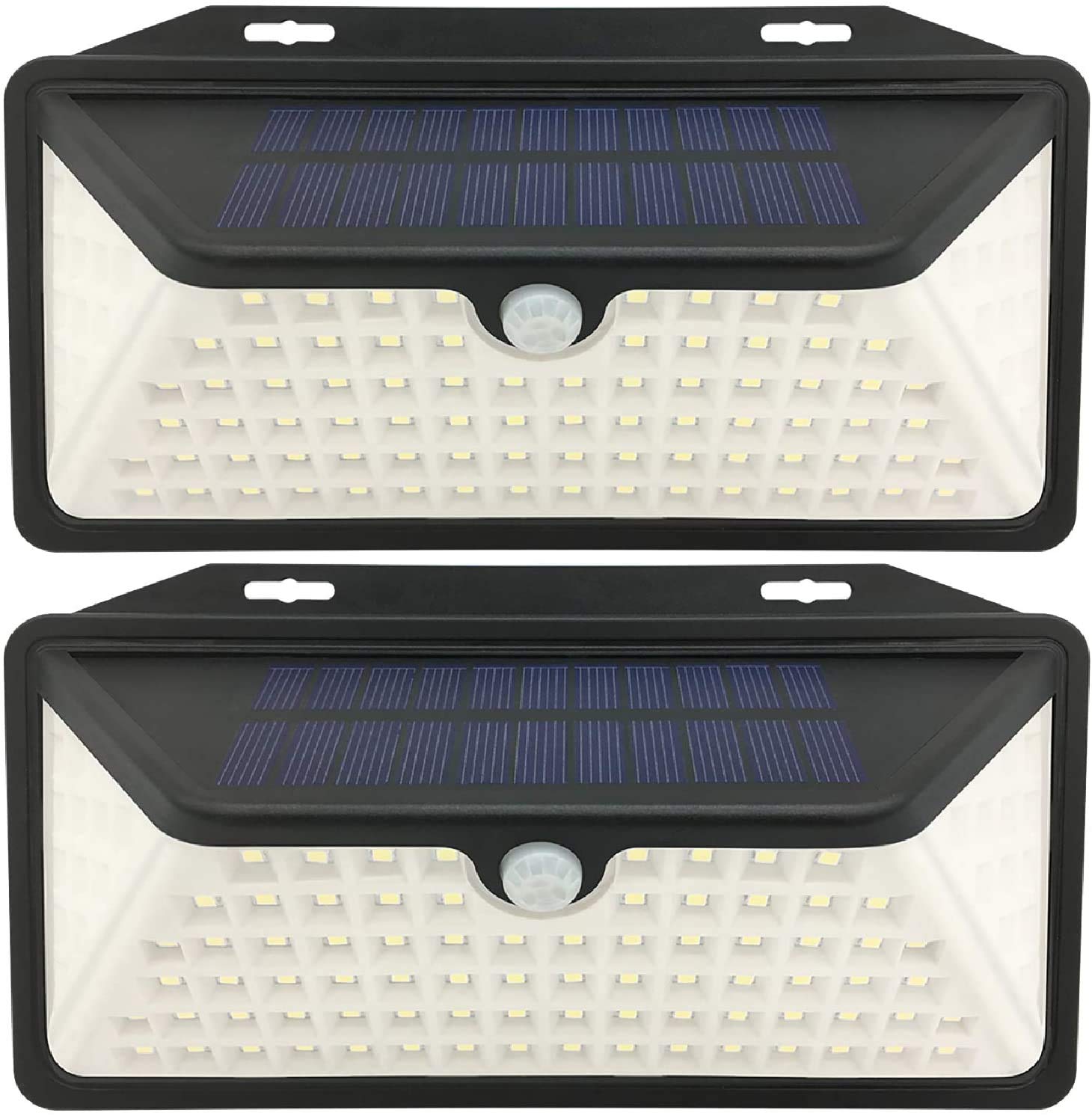 WBM SMART Solar Lights Outdoor, 100 LED, 3 Modes, IP65 Waterproof, Pack of 2, White, Model LE-11