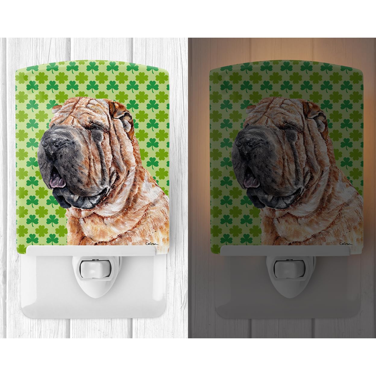 Carolines Treasures Ceramic Night Light, Shar Pei Design, UL-Certified, 6x4x3in, Multicolor, Model SC9719CNL