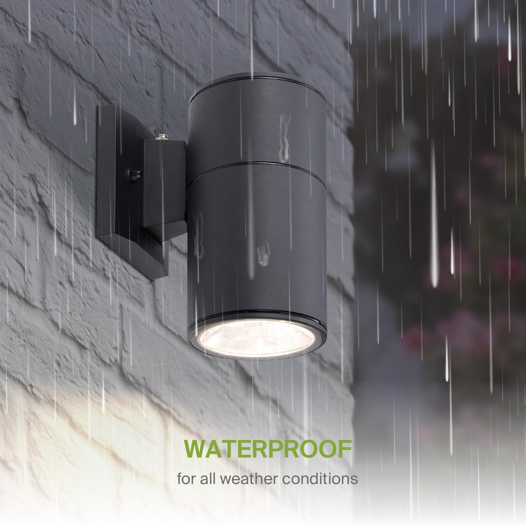 Asd 1-Way Round Cylinder Wall Light Fixture, Photocell, 60W E26, Waterproof, Black, Model A-Oclr-1Apc-Bk