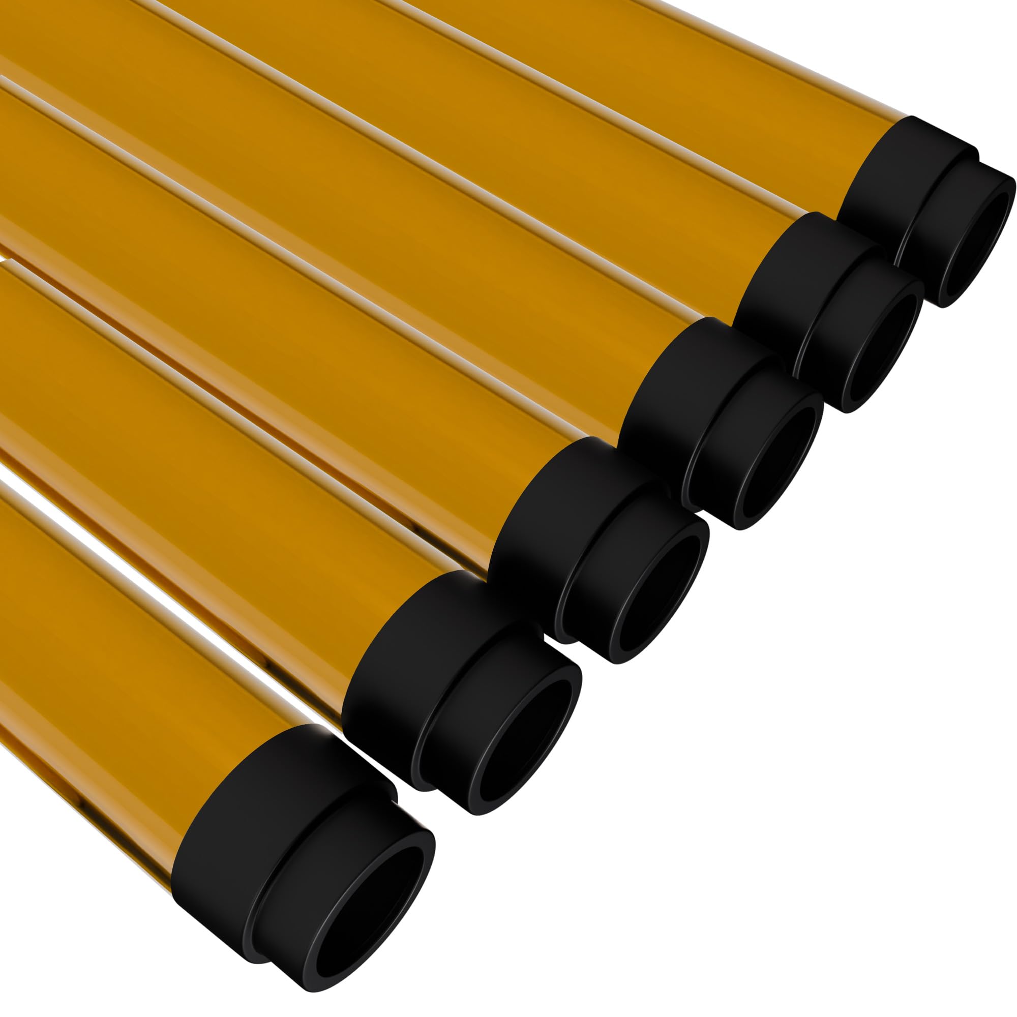 Kastlite T8 Led/Fluorescent Light Tube Guard With End Caps - 46-3/8 Lamp Diffuser Covers & Safety Sleeves  Amber Protective Plastic Bulb Replacement Covering & Overhead Lighting Accessory  Pack Of 6