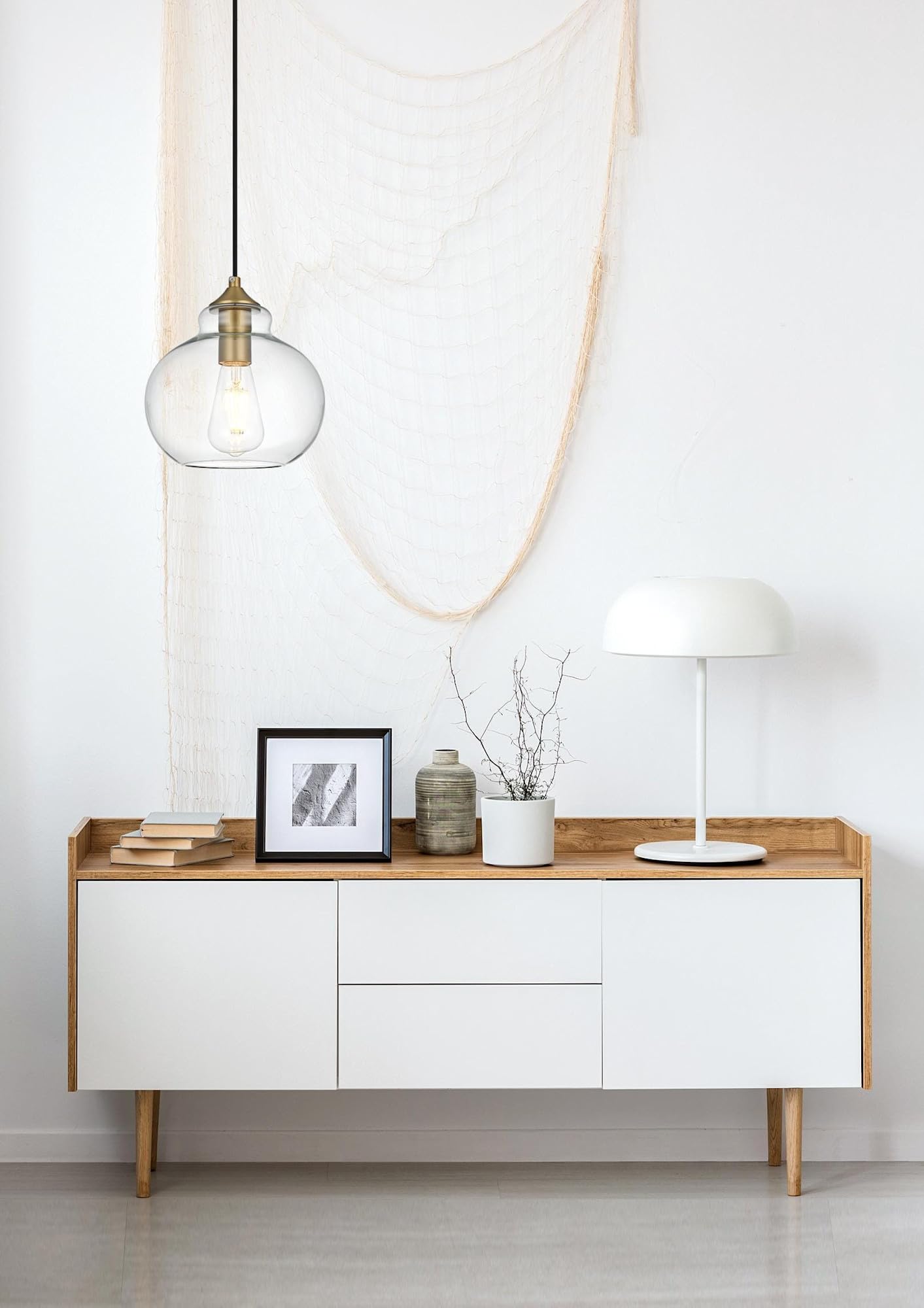 Living District Destry 1-Light Metal Pendant in Brass and Clear
