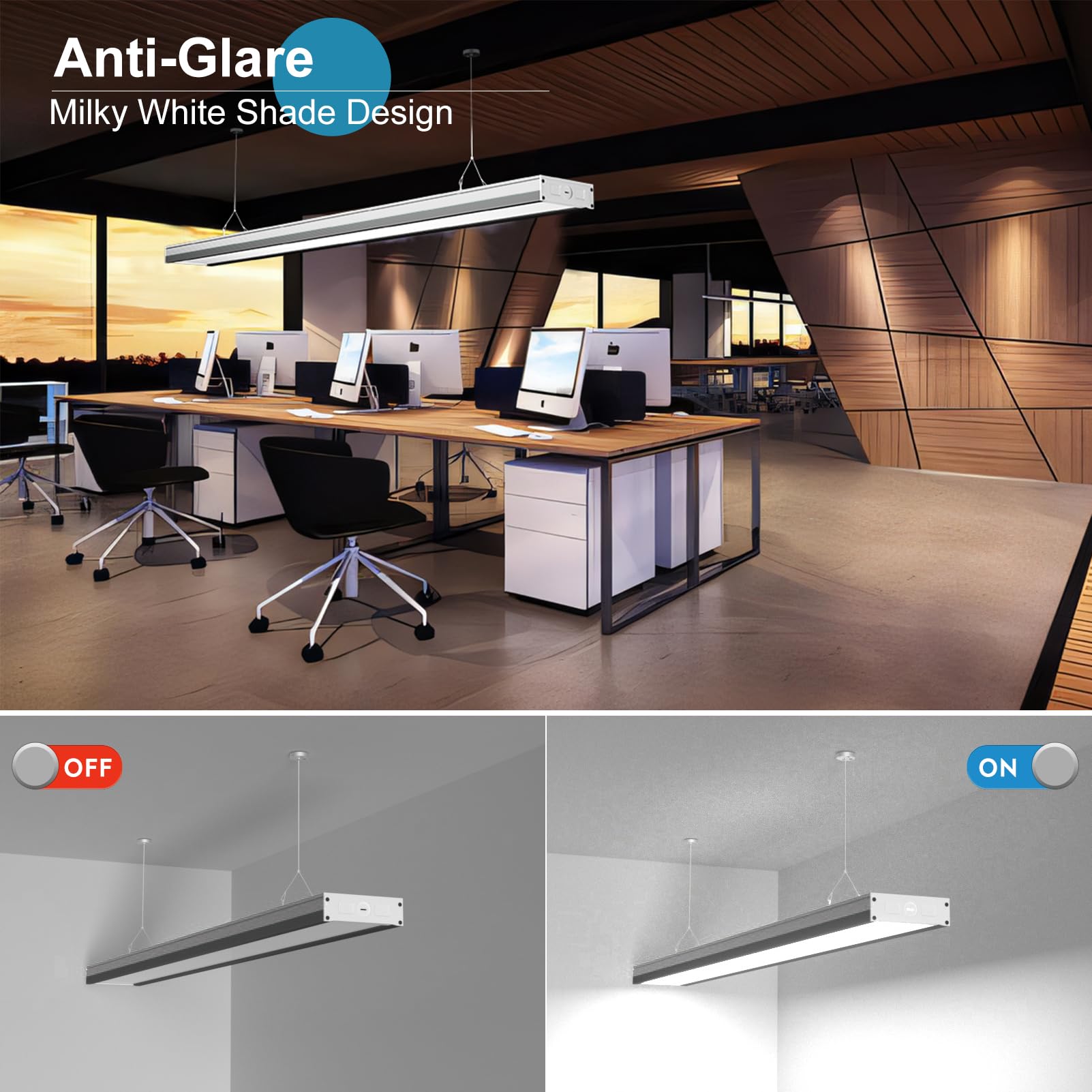 Lightdot 4Ft-5In Led Wraparound Shop Lights,100-277V Linkable,50W 4Ft Led Light Fixtures For Garage Workshop Supermarket,7000Lm[