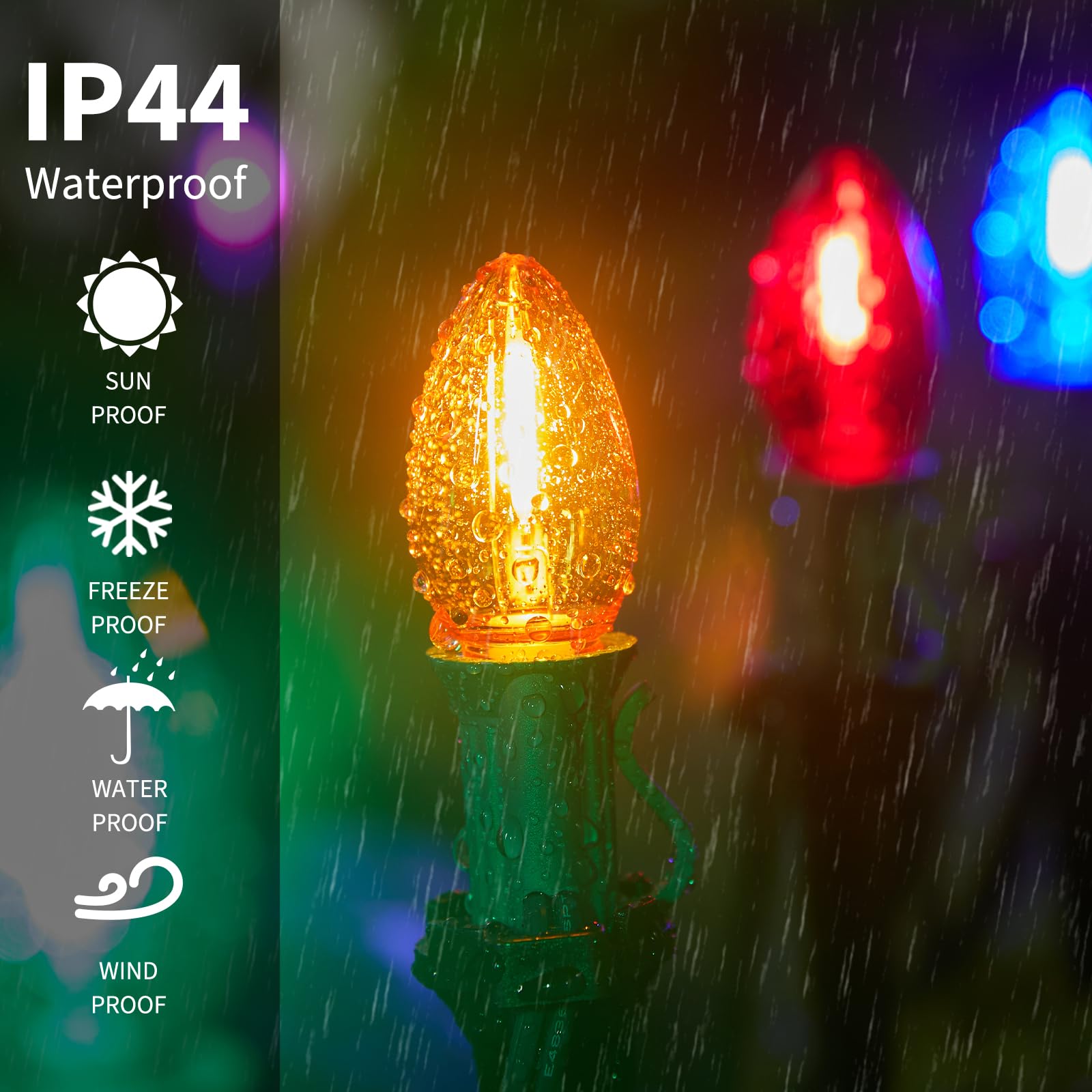 Brightown 50 Pack C7 Multicolor Led Christmas Lights Bulb Replacement Light Bulbs For Christmas String Lights  E12 Candelabra Base  Commercial Grade Holiday Bulbs For Decor Lighting