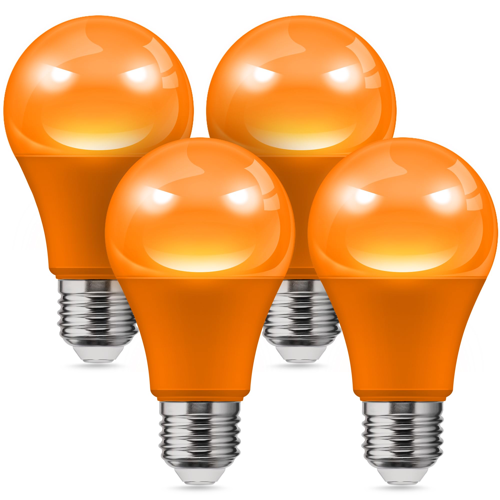 L LOHAS LED A19 Orange LED Light Bulbs 9W (60W Equivalent) E26 Base, 4 Count Pack for Outdoor & Holiday Decor