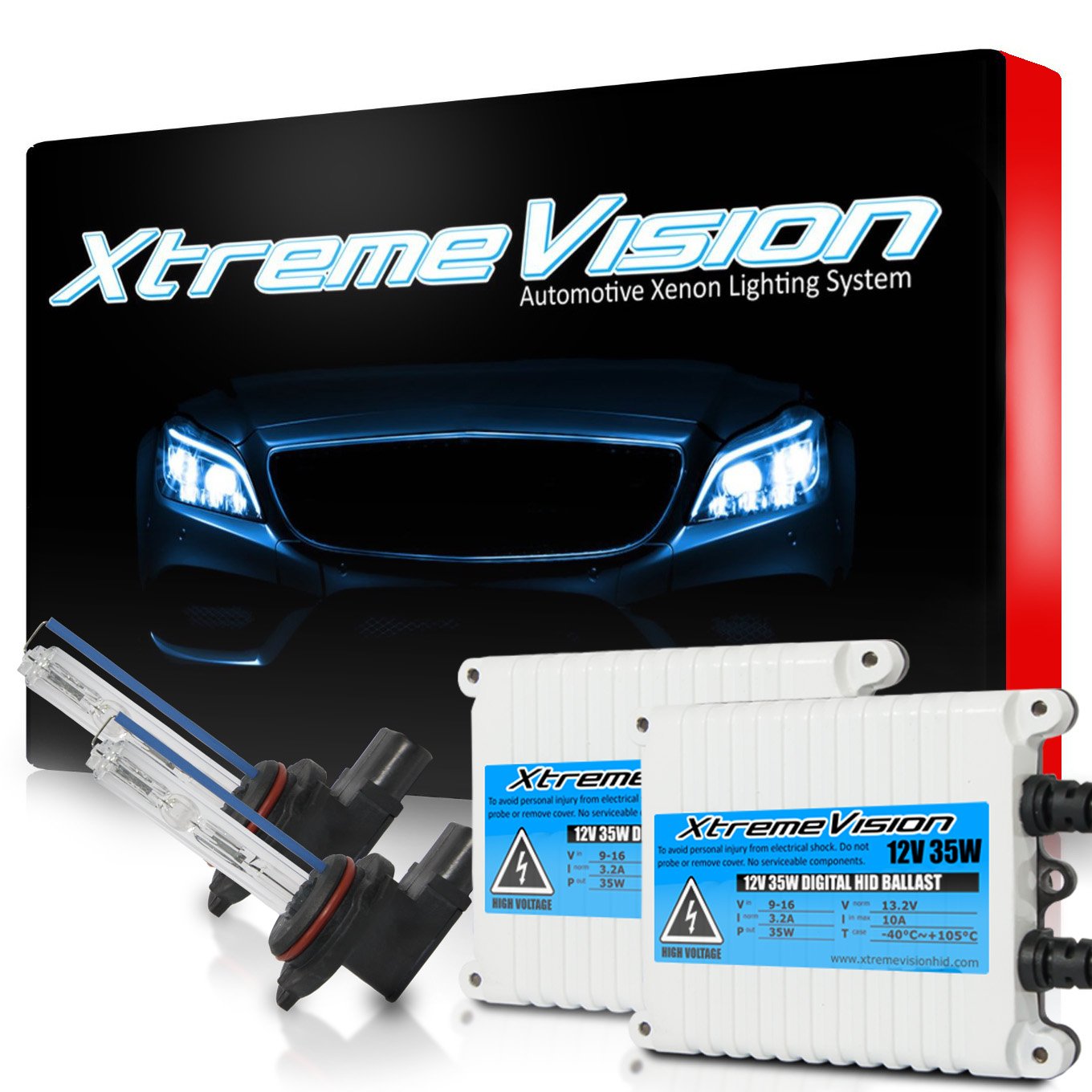 Xtremevision 9012 6K 35W Ac Xenon Bulb Bundle - Slim Ac Ballast - 6000K Light Blue - 1 Pair