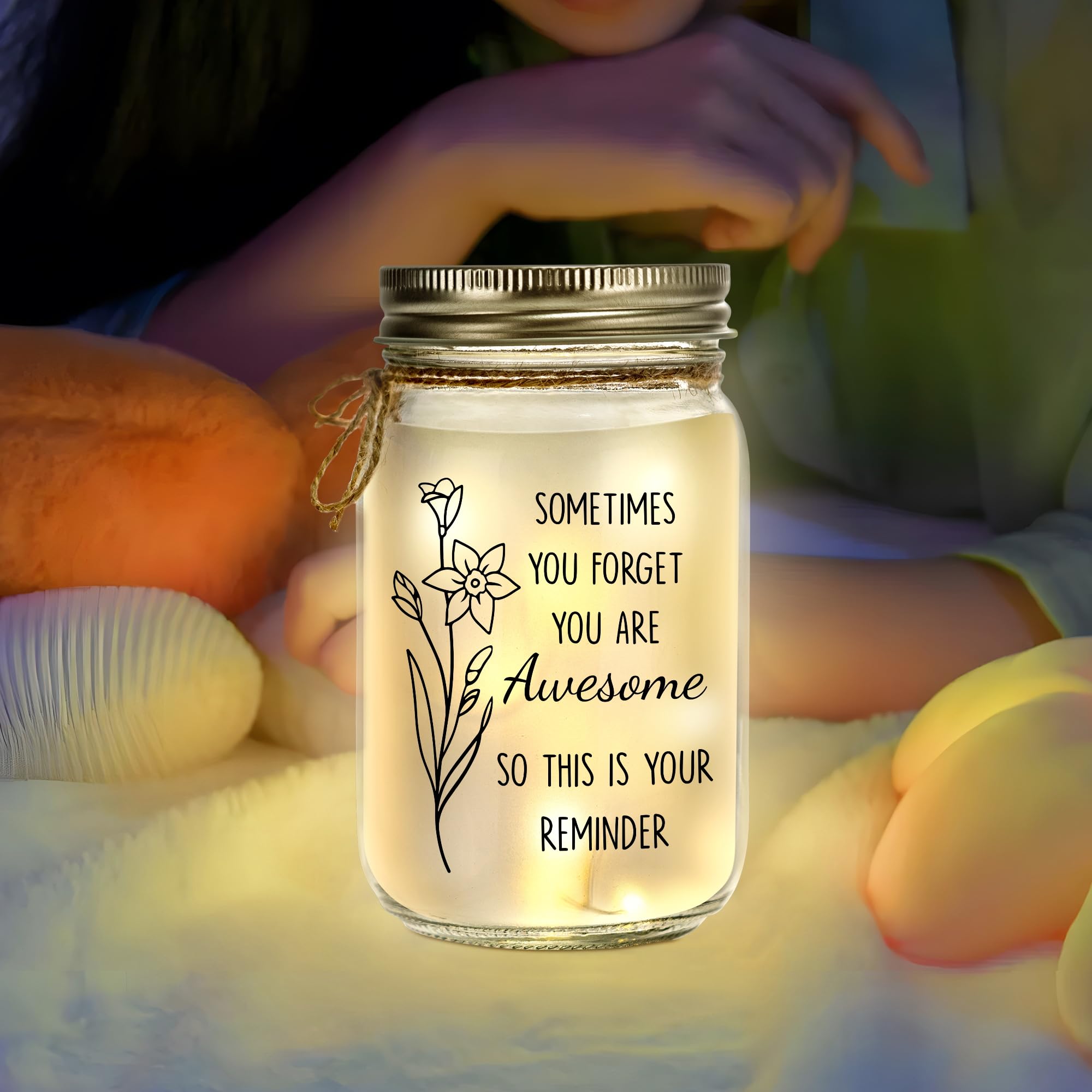 Kenon Mason Jar Gifts For Women, Birthday Gifts For Women, Home Decoration Lights, Personalized Jar Night Light Thank You Christ