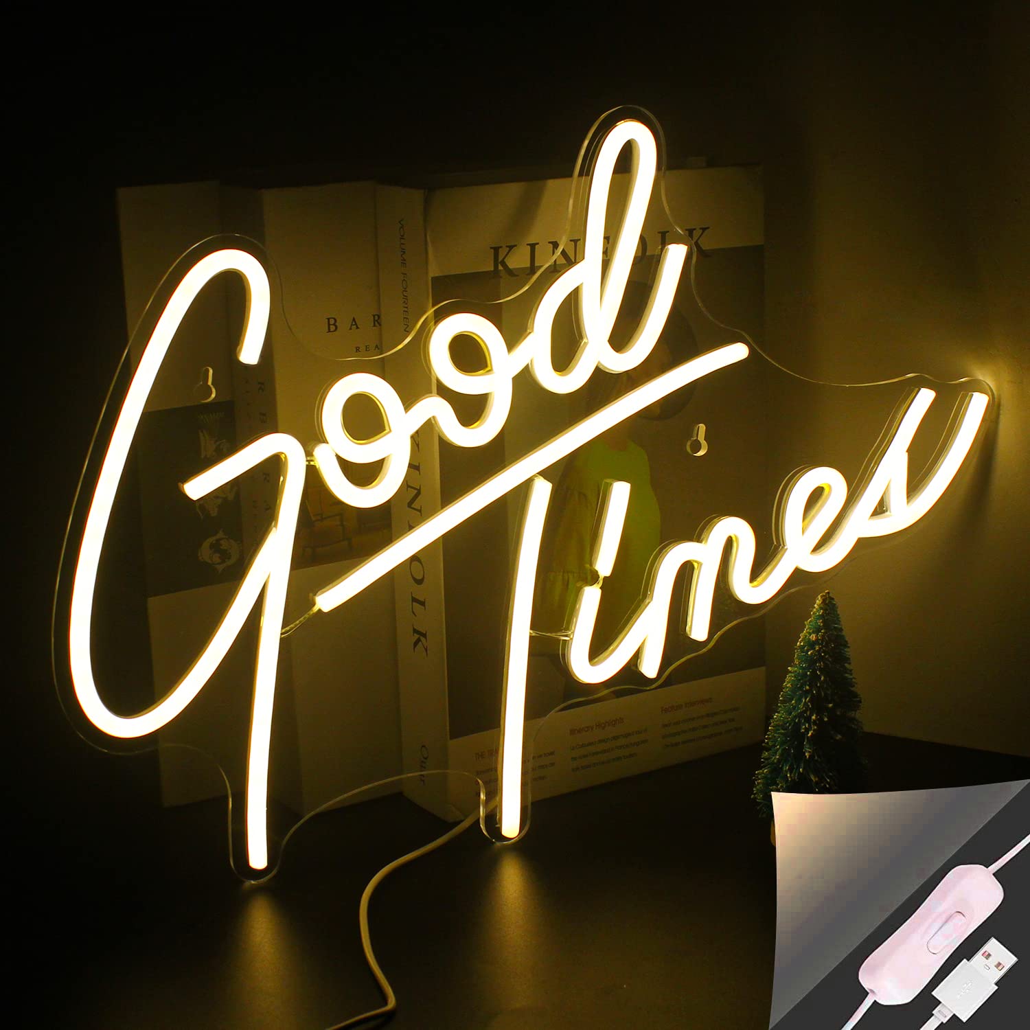 Looklight Neon Sign - Good Times Led Wall Decor, Acrylic, Usb, For Weddings & Parties, Bedroom & Game Room Lighting