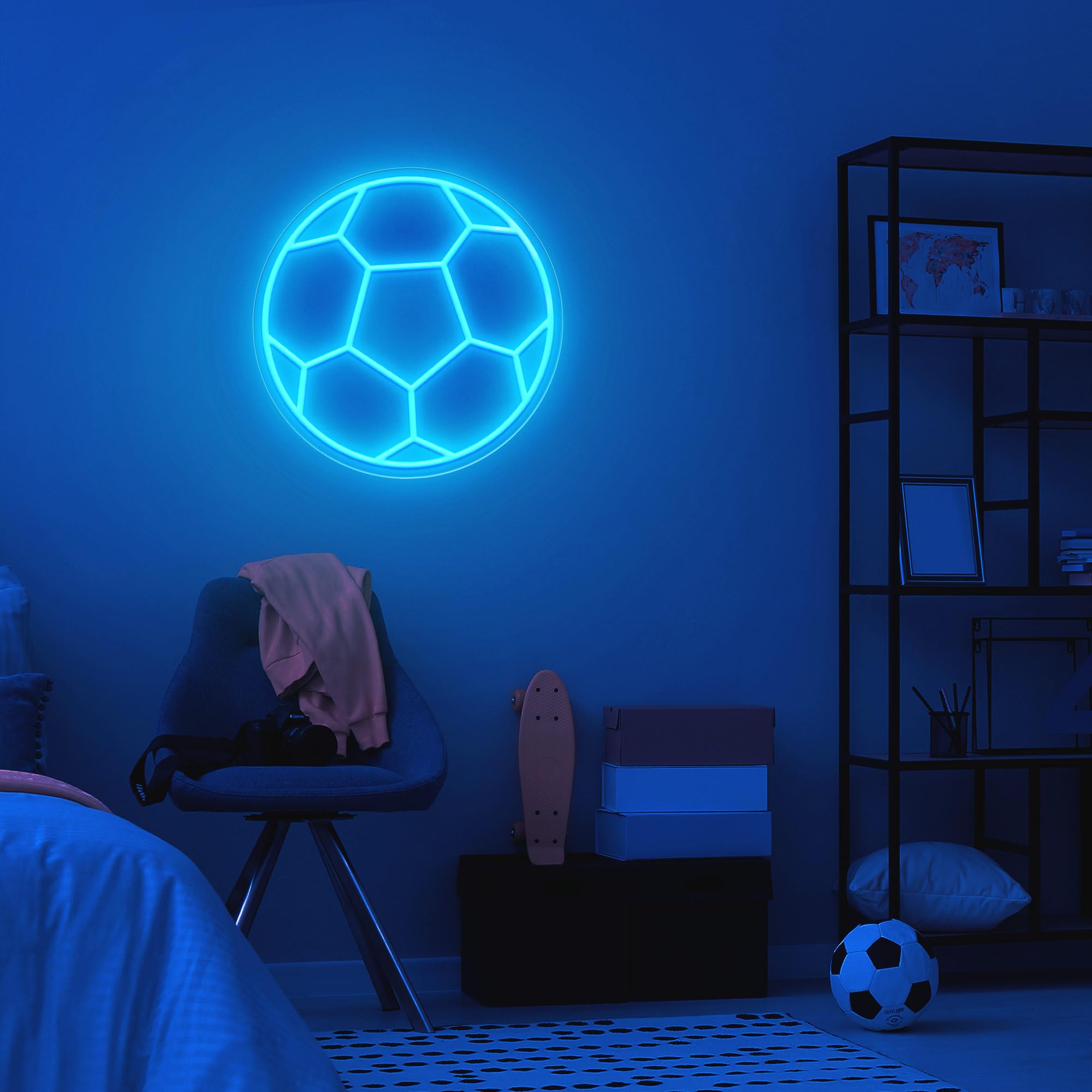 CULOIS Soccer Neon Sign - Dimmable LED Wall Decor Light, USB Powered, Acrylic, Football Design, Perfect for Kids Room and Holiday Gifts
