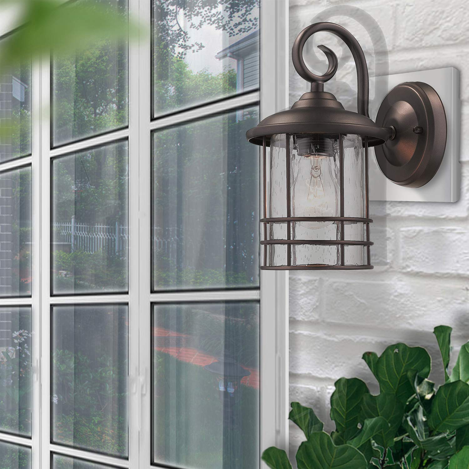 MICSIU Outdoor Light Sconces, Bronze Metal Fixtures with Clear Glass, 9.8 Inch, 2 Pack, Model A20005