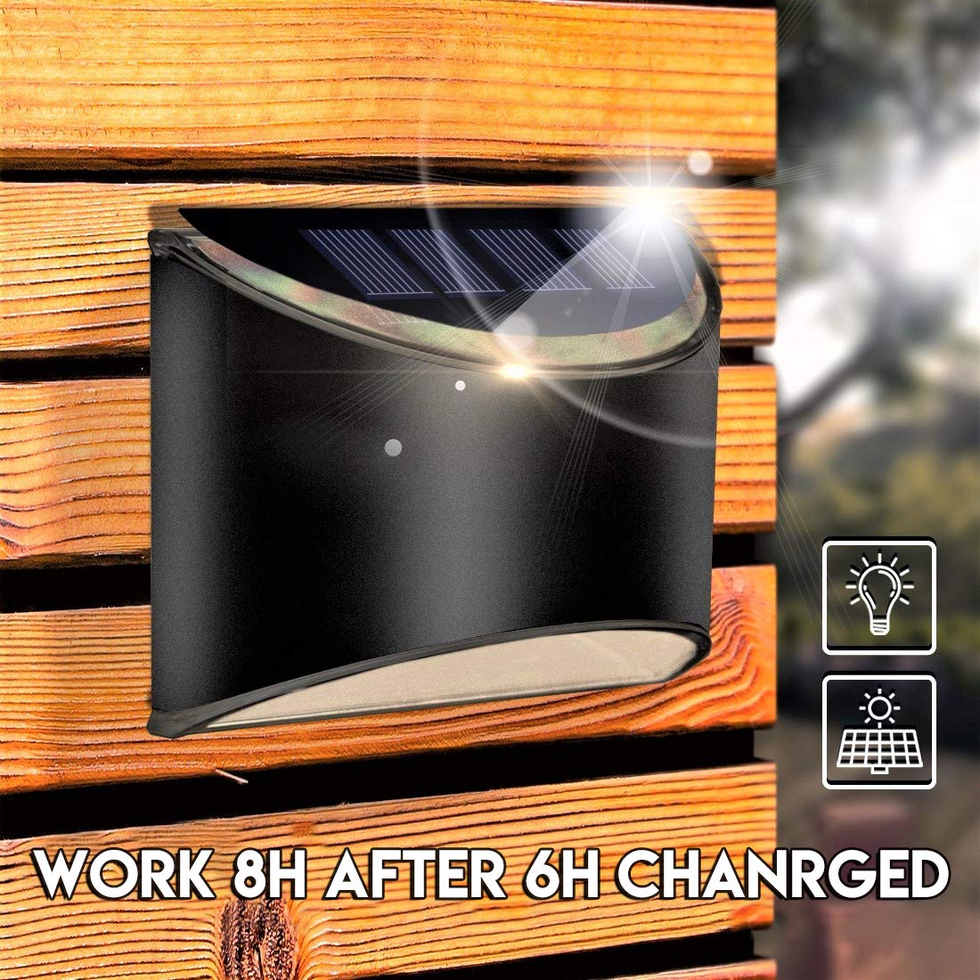 LeiDrail Solar Step Lights Outdoor LED Landscape Lighting Waterproof Black 4 Pack Model LD0199AB