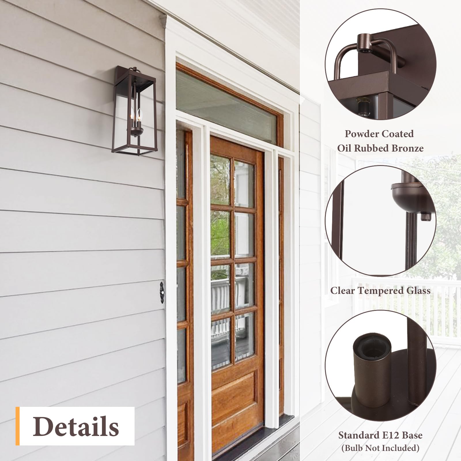 Diyel Outdoor Wall Sconce Light, 20 Inch Tall Transitional Exterior Wall Bracket Lighting With Clear Glass, Anti-Rust Powder Coat Bronze Modern Outside Wall Lantern For Front Porch Doorway, Rz008M Orb