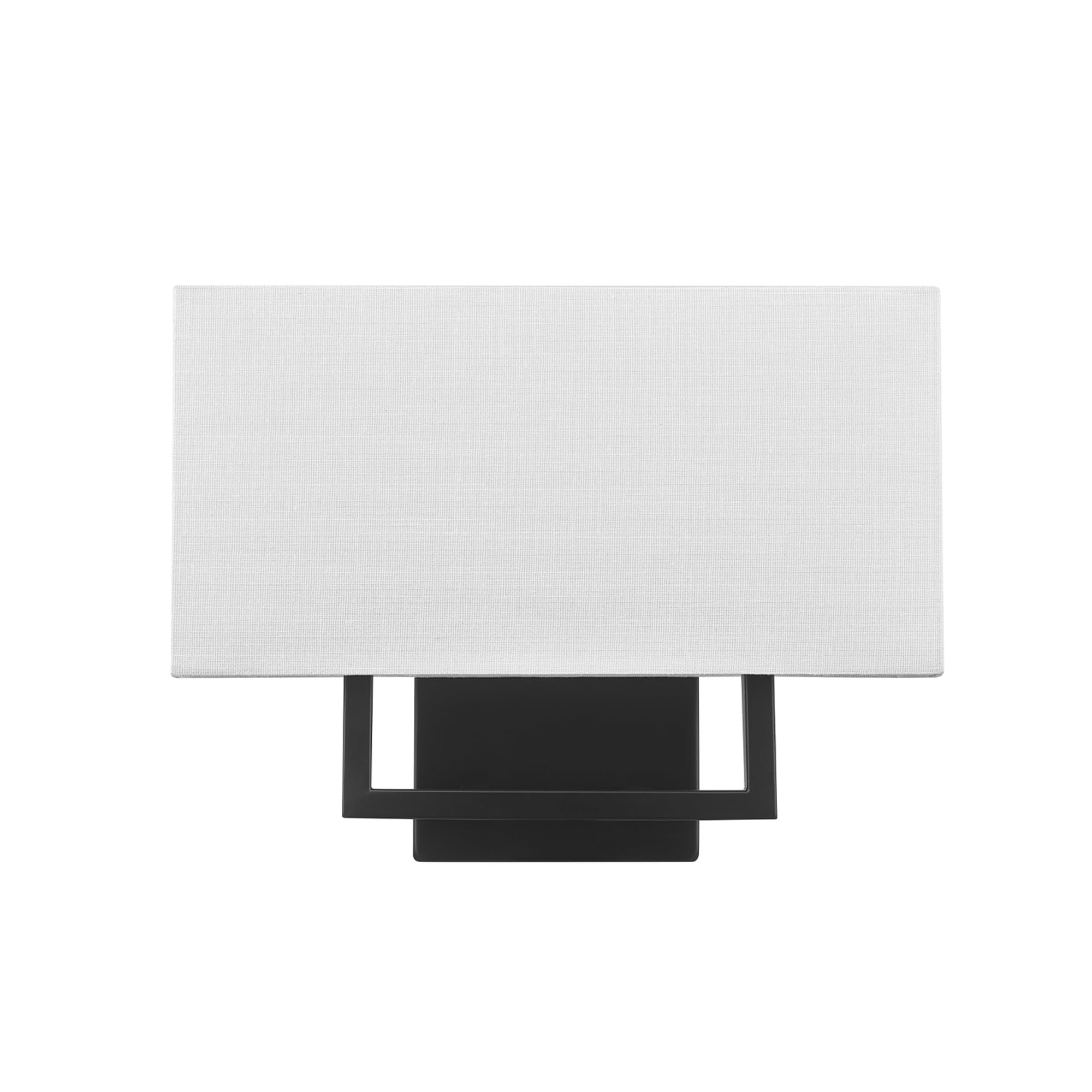 Globe Electric 2-Light Wall Sconce, Matte Black, White Linen Shade, Rectangular Cutout Body, Dimmable, 65000081