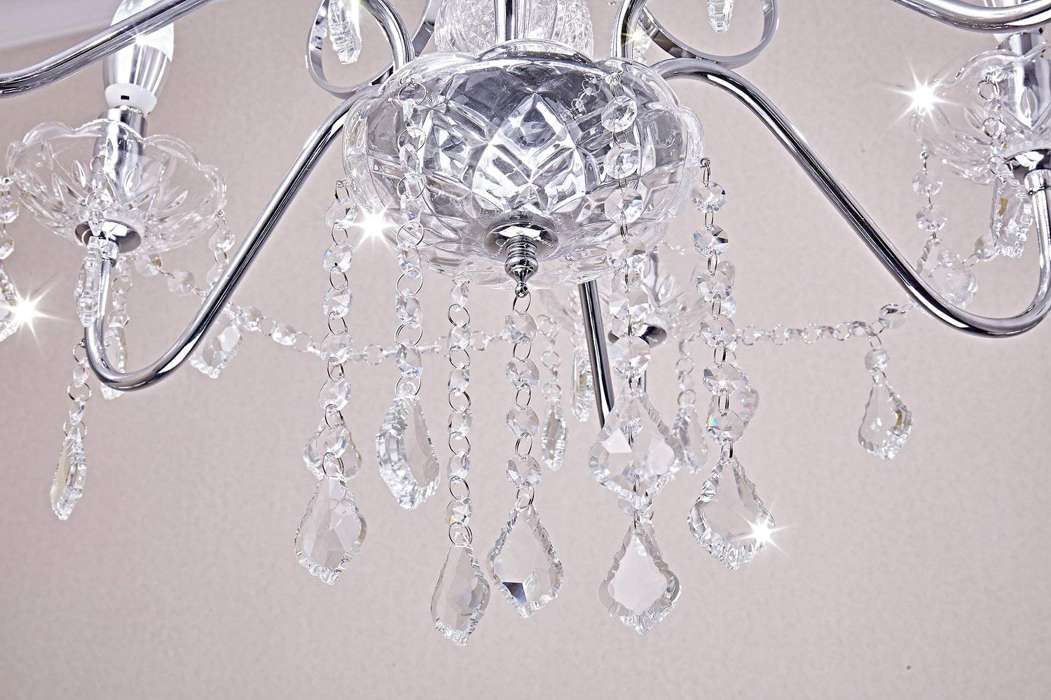 SM Saint Mossi 6-Light Crystal Chandelier, Modern Raindrop Pendant Lighting, H23" x D24", Chrome Finish, Model SM-DY-16076