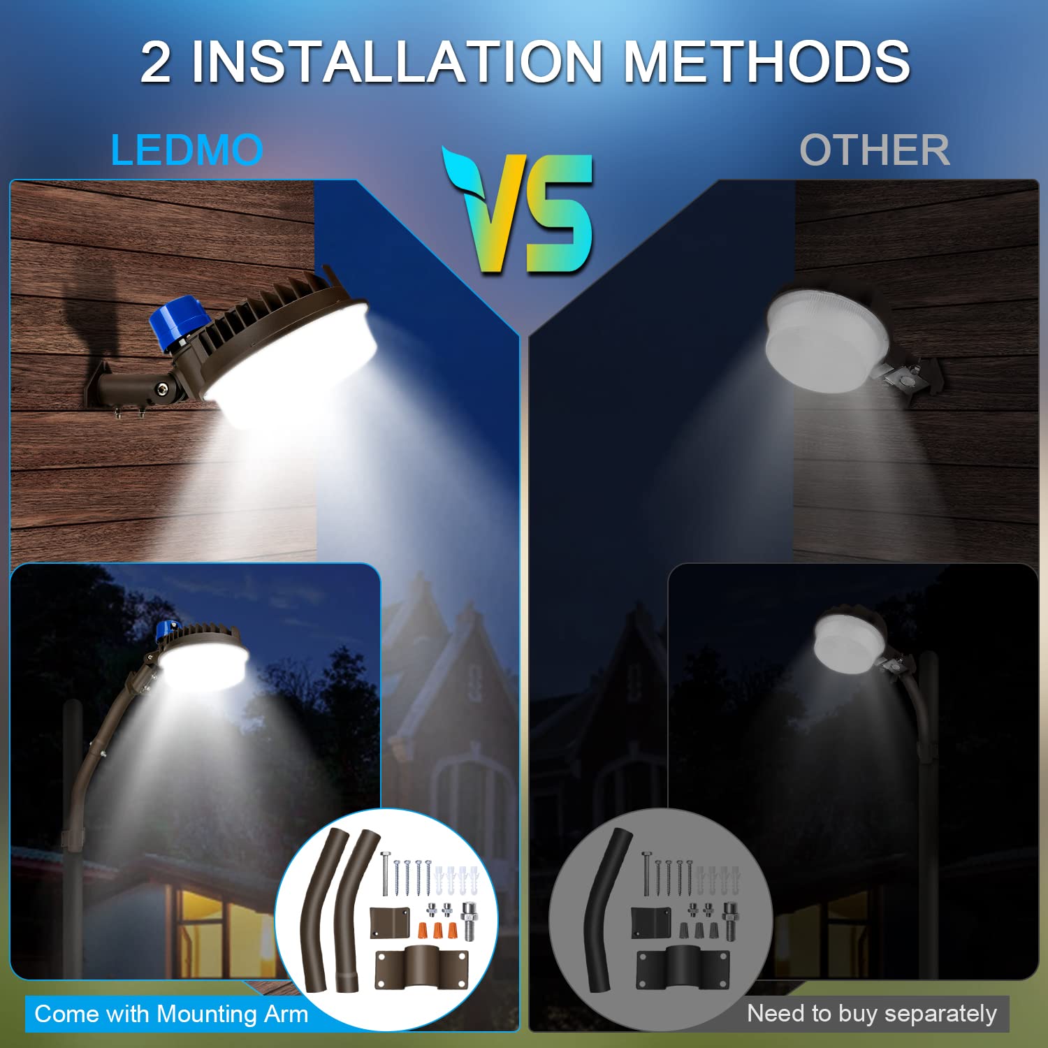 LEDMO 120W LED Barn Light, 18000lm, 5000K, IP65 Waterproof, Adjustable Angle, 3 Pack, Brown, Model 1127C