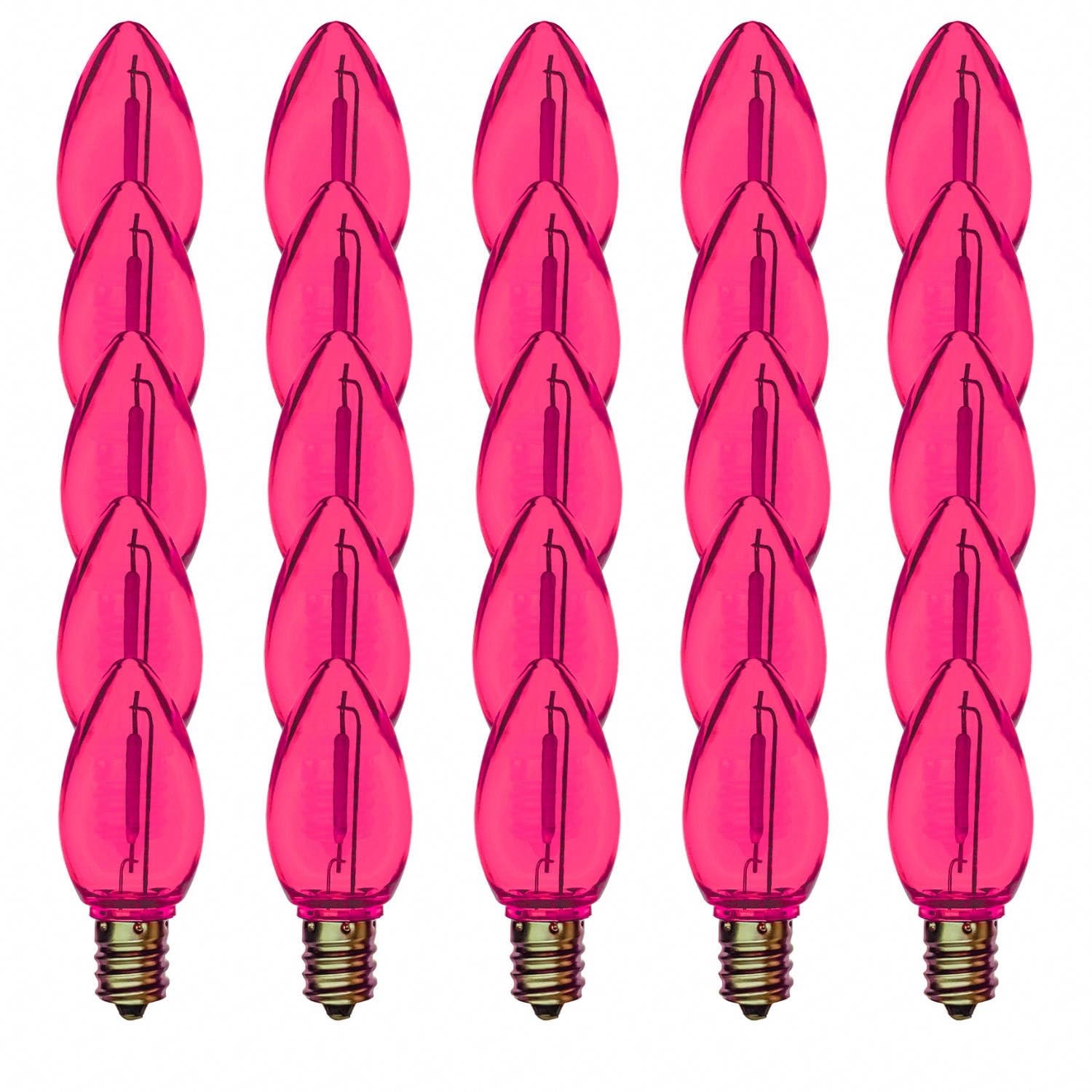 EZLS C7 Pink Colored LED Filament Plastic Bulbs Pack of 25