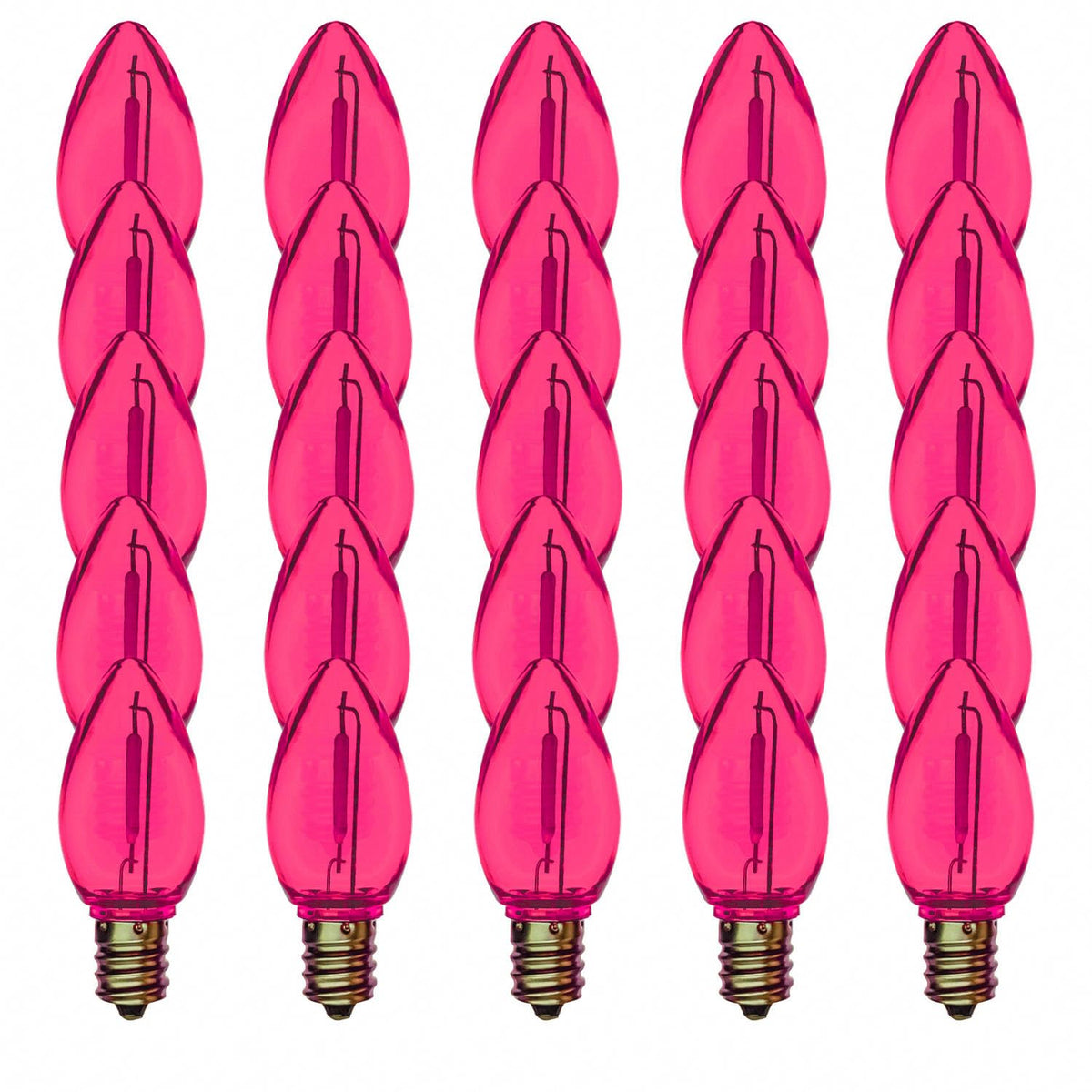 EZLS C7 Pink Colored LED Filament Plastic Bulbs Pack of 25 – Lightsdaddy