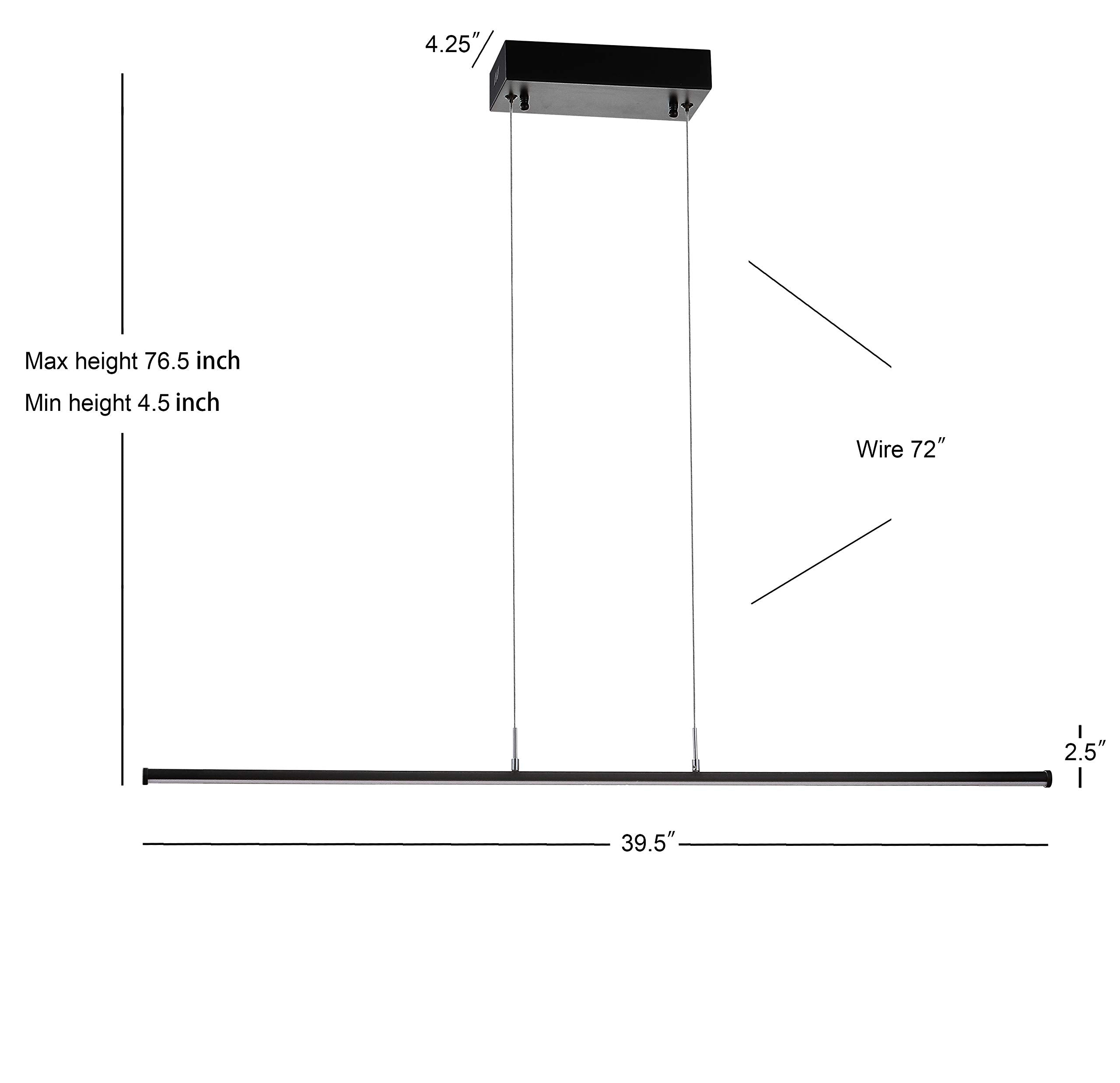 JONATHAN Y Linear Pendant Light, Dimmable, Adjustable, Metal, 39.5in, Black, Model JYL7023B