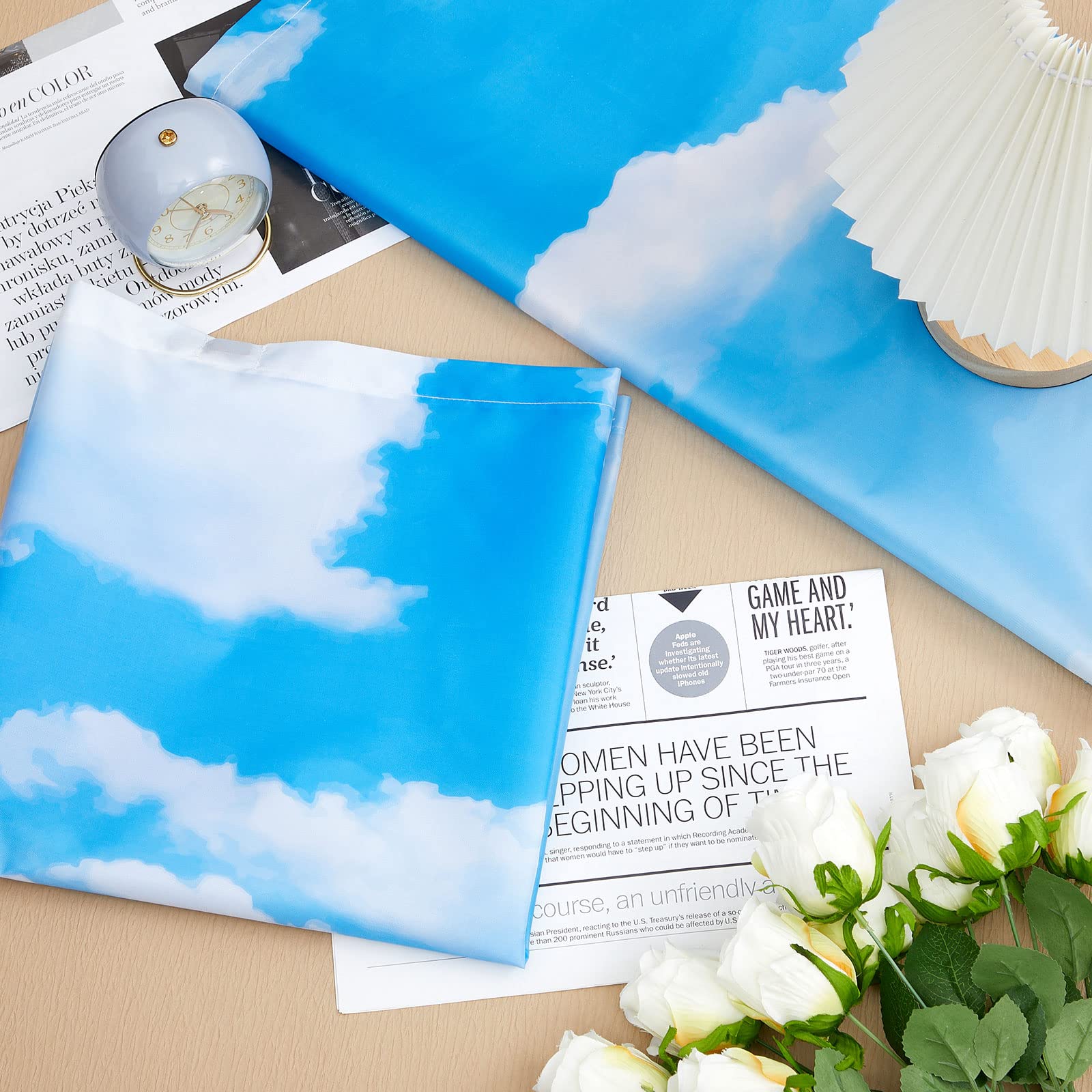 Hortsun Fluorescent Light Covers - 6 Pcs Magnetic Filters, Sky Cloud Design, Fabric Material for Classroom & Office
