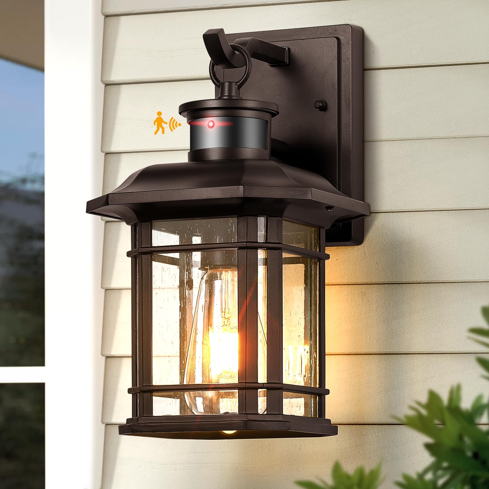 VIANIS Brown Motion Sensor Outdoor Light Fixture  Dusk to Dawn Exterior Lights for House  Waterproof  Anti-Rust Outdoor Sconce Lights for House  Doorway  Garage  Oil Rubbed Bronze