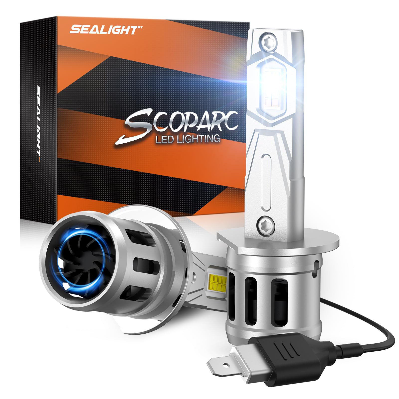 SEALIGHT H1 Fog Lights, 800% 44,000LM, 6500K Cool White, Aluminum, Plug and Play, 2 Pack