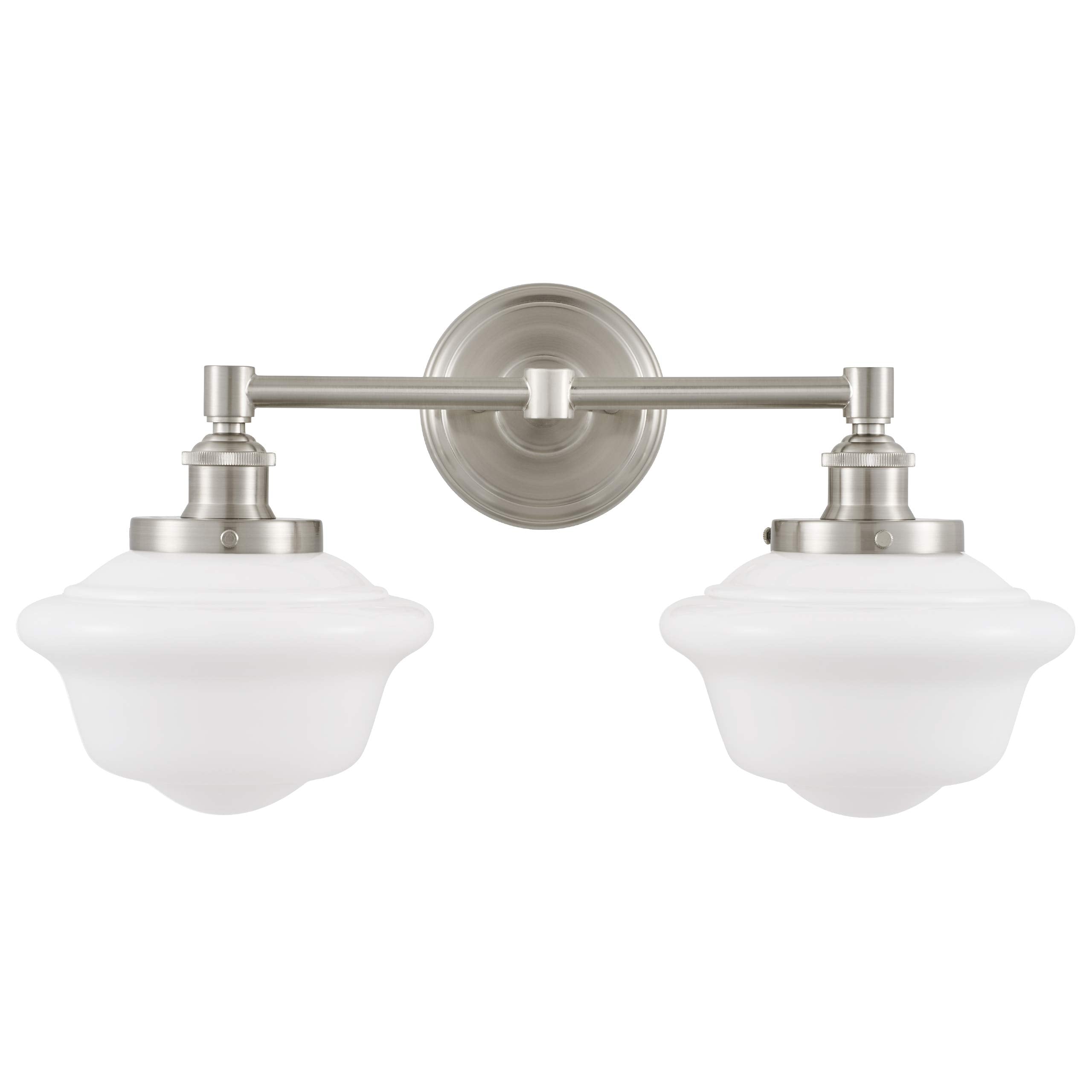 Linea di Liara Bathroom Light Fixture - 2-Light Vanity Light, Brushed Nickel, Glass Shades, Model LL-WL272-MILK-BN